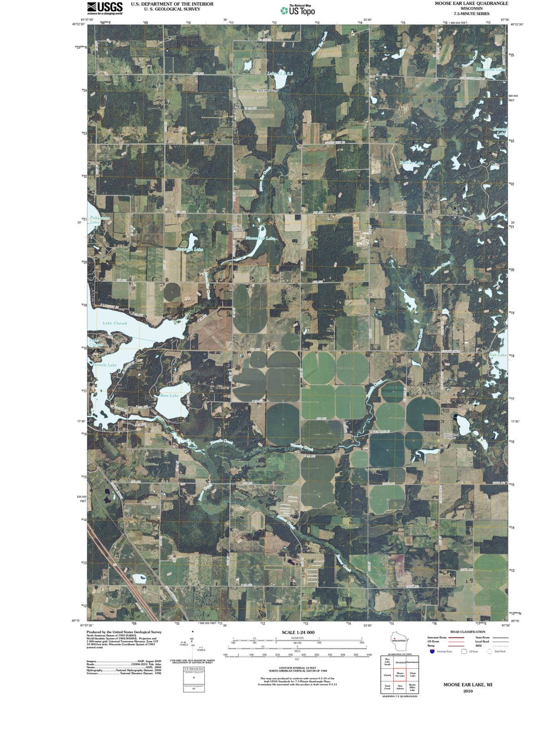 2010 Moose Ear Lake, WI - Wisconsin - USGS Topographic Map