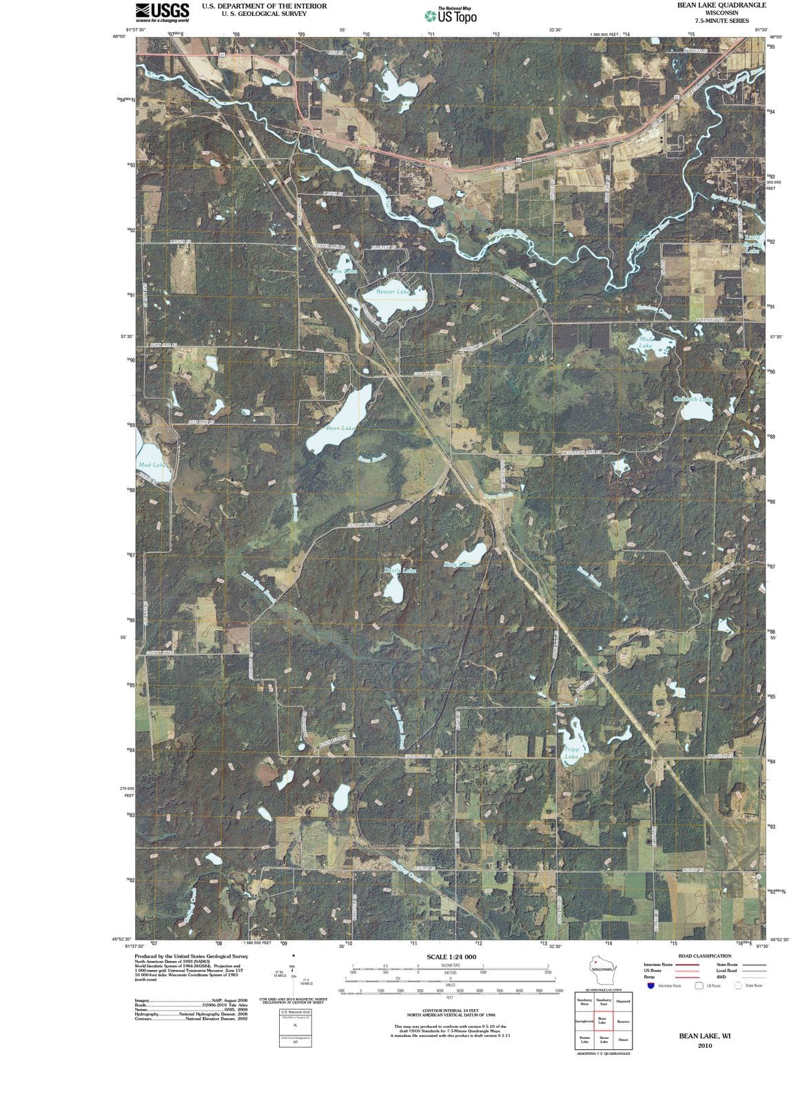 2010 Bean Lake, WI - Wisconsin - USGS Topographic Map