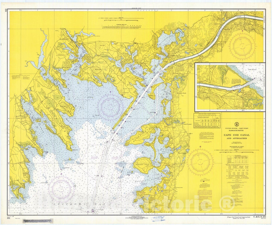 Historic Nautical Map - Cape Cod Canal And Approaches, Massachusetts, 1969 NOAA Chart - Vintage Wall Art