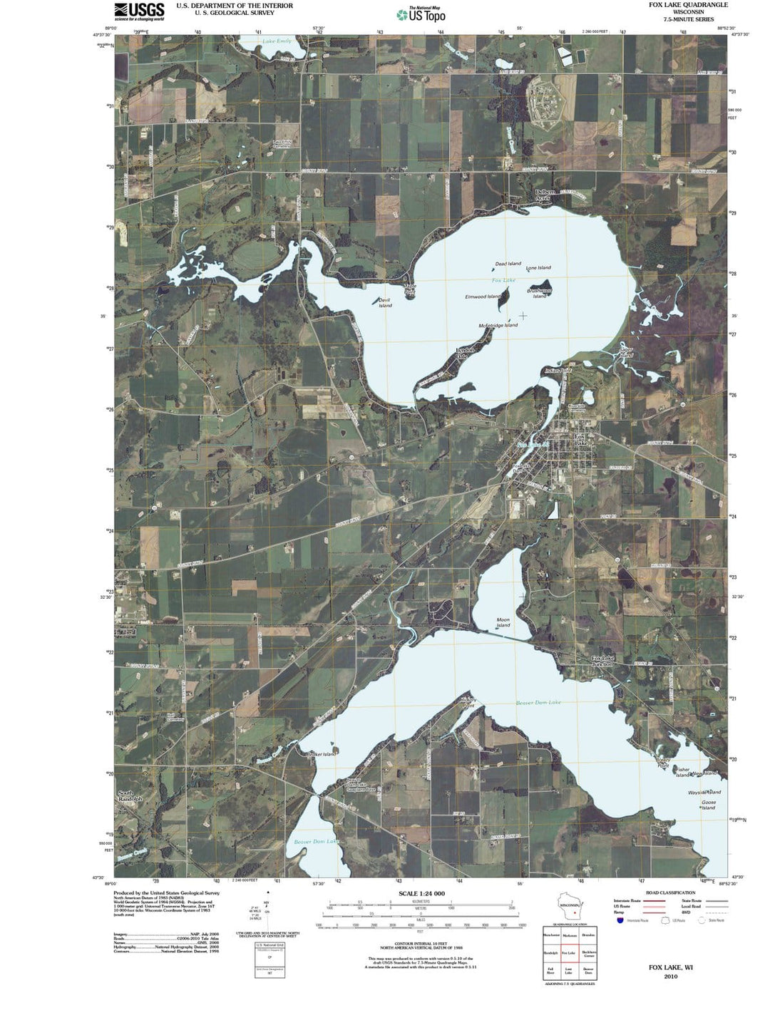 2010 Fox Lake, WI - Wisconsin - USGS Topographic Map