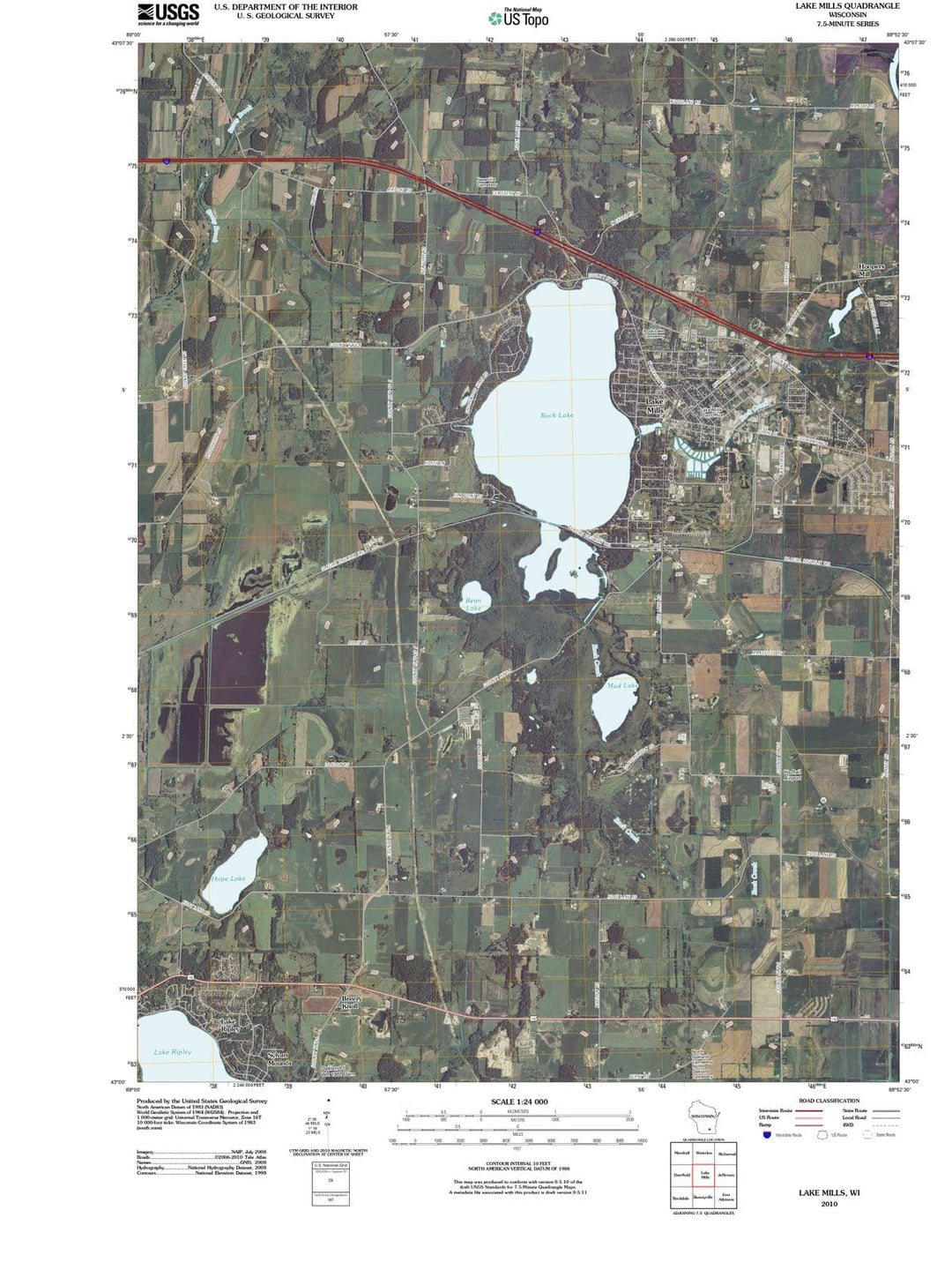 2010 Lake Mills, WI - Wisconsin - USGS Topographic Map