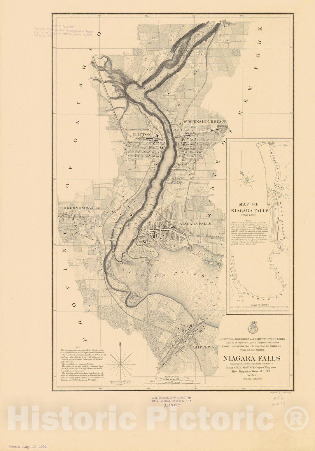 Historic Nautical Map - Niagara Falls, 1902 NOAA Chart - Vintage Wall Art