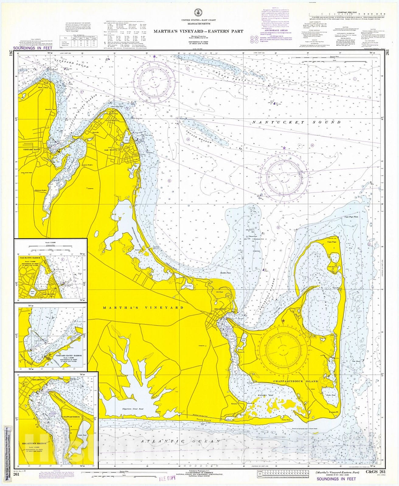 Historic Nautical Map - Martha'S Vineyard-Eastern Part, 1972 NOAA Chart - Vintage Wall Art