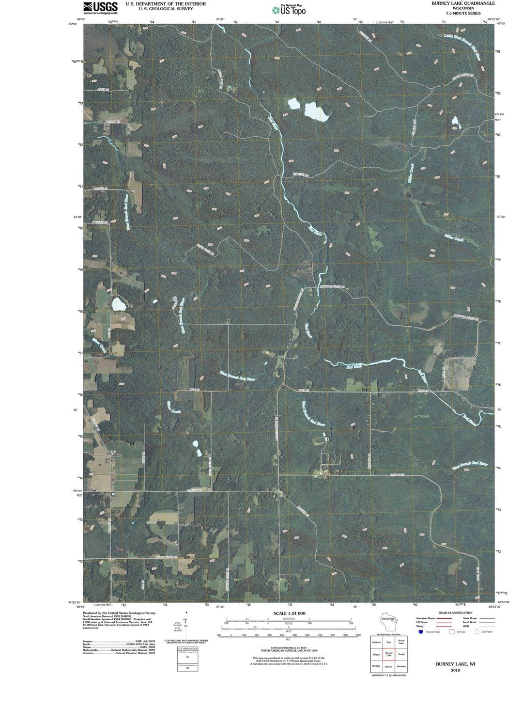 2010 Burney Lake, WI - Wisconsin - USGS Topographic Map