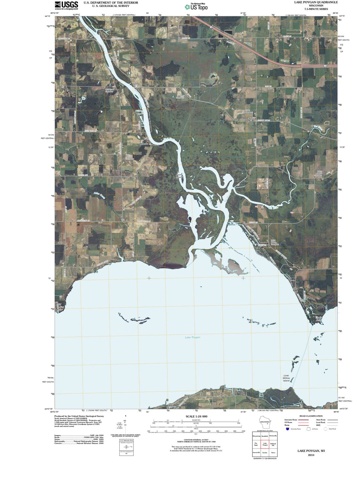 2010 Lake Poygan, WI - Wisconsin - USGS Topographic Map