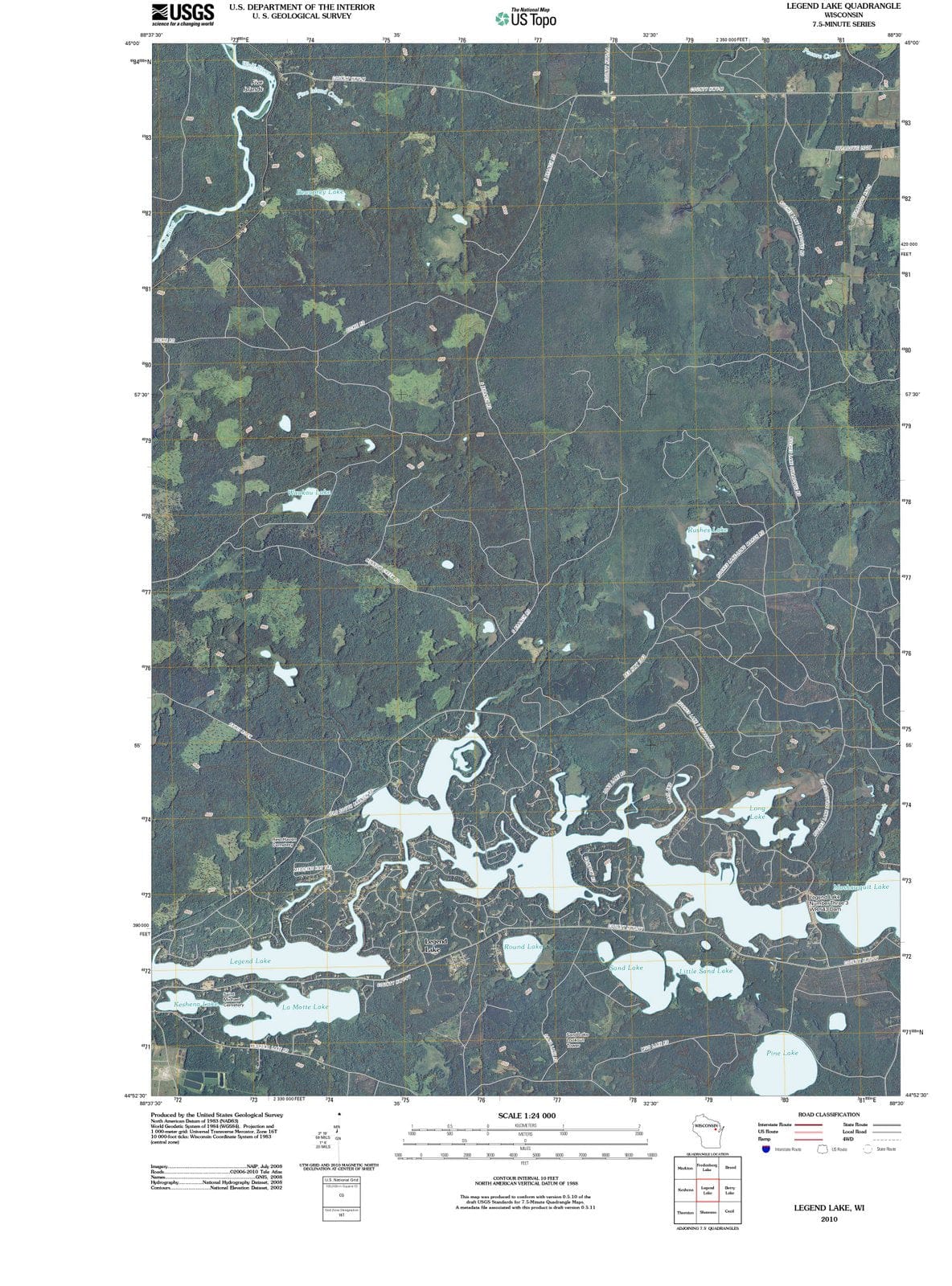 2010 Legend Lake, WI - Wisconsin - USGS Topographic Map