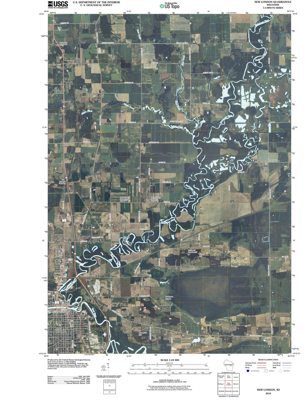 2010 New London, WI - Wisconsin - USGS Topographic Map