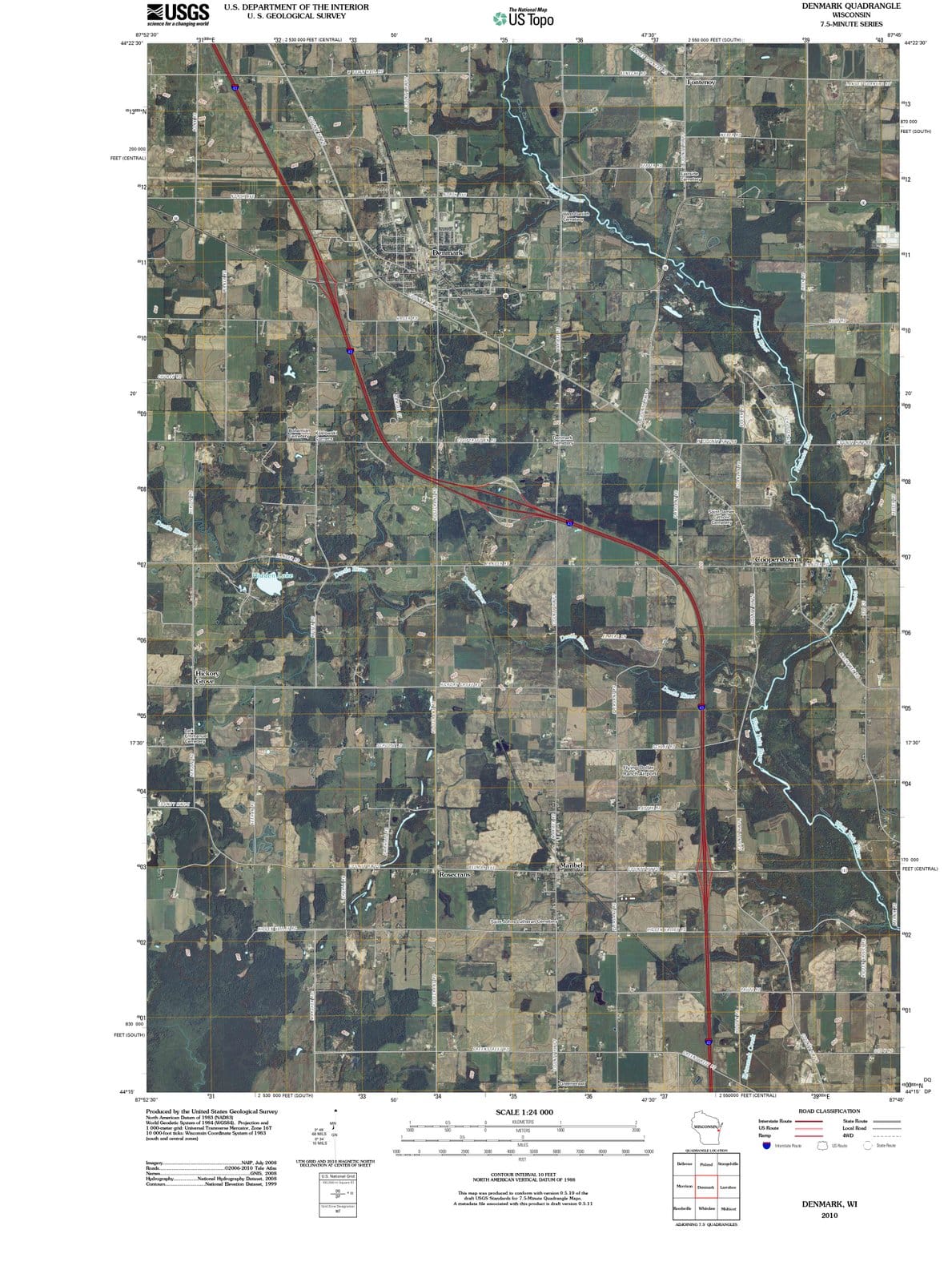 2010 Denmark, WI - Wisconsin - USGS Topographic Map