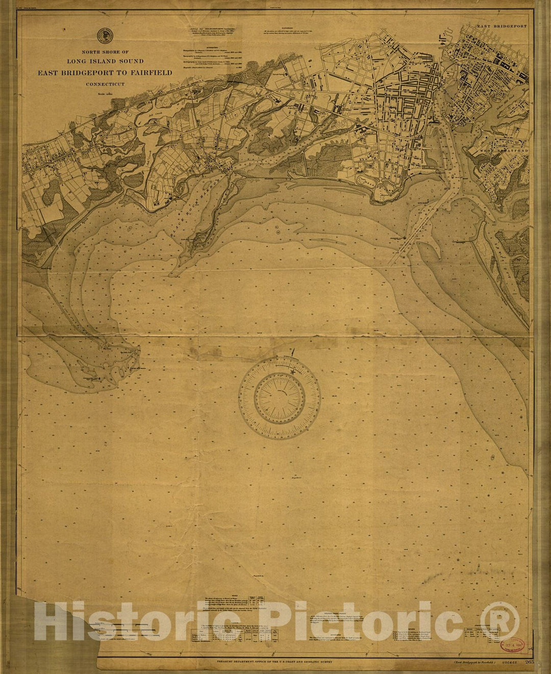 Historic Nautical Map - Long Island Sound : East Bridgeport To Fairfield, 1898 NOAA Chart - Vintage Wall Art