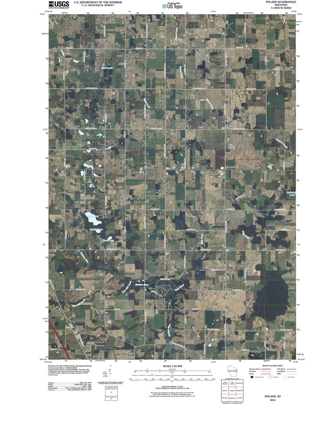 2010 Poland, WI - Wisconsin - USGS Topographic Map