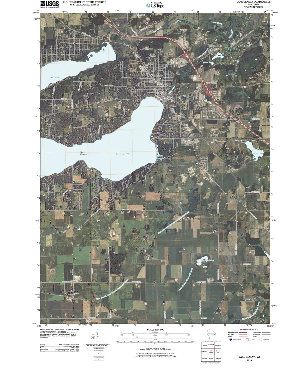 2010 Lake Geneva, WI - Wisconsin - USGS Topographic Map