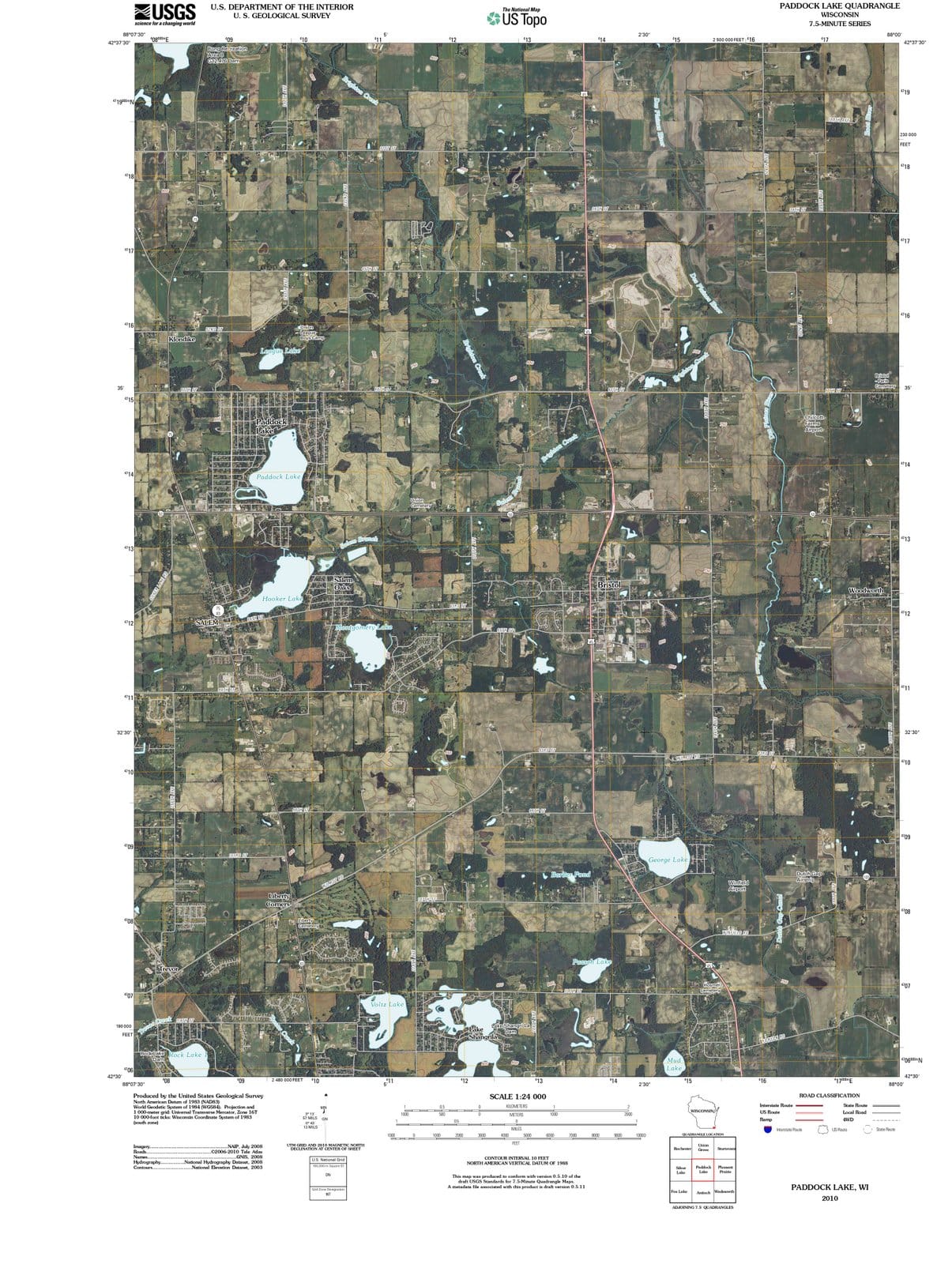 2010 Paddock Lake, WI - Wisconsin - USGS Topographic Map