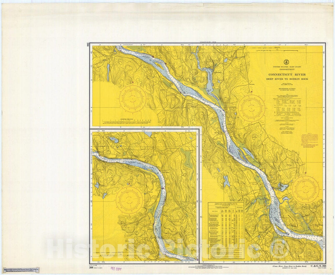 Historic Nautical Map - Conn. River, Deep River To Bodkin Rock, 1966 NOAA Chart - Vintage Wall Art