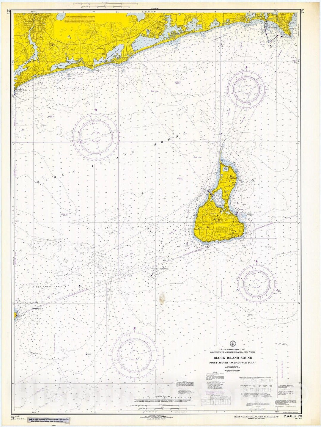 Historic Nautical Map - Block Island Sound, Pt. Judith To Montauk Pt, 1969 NOAA Chart - Vintage Wall Art