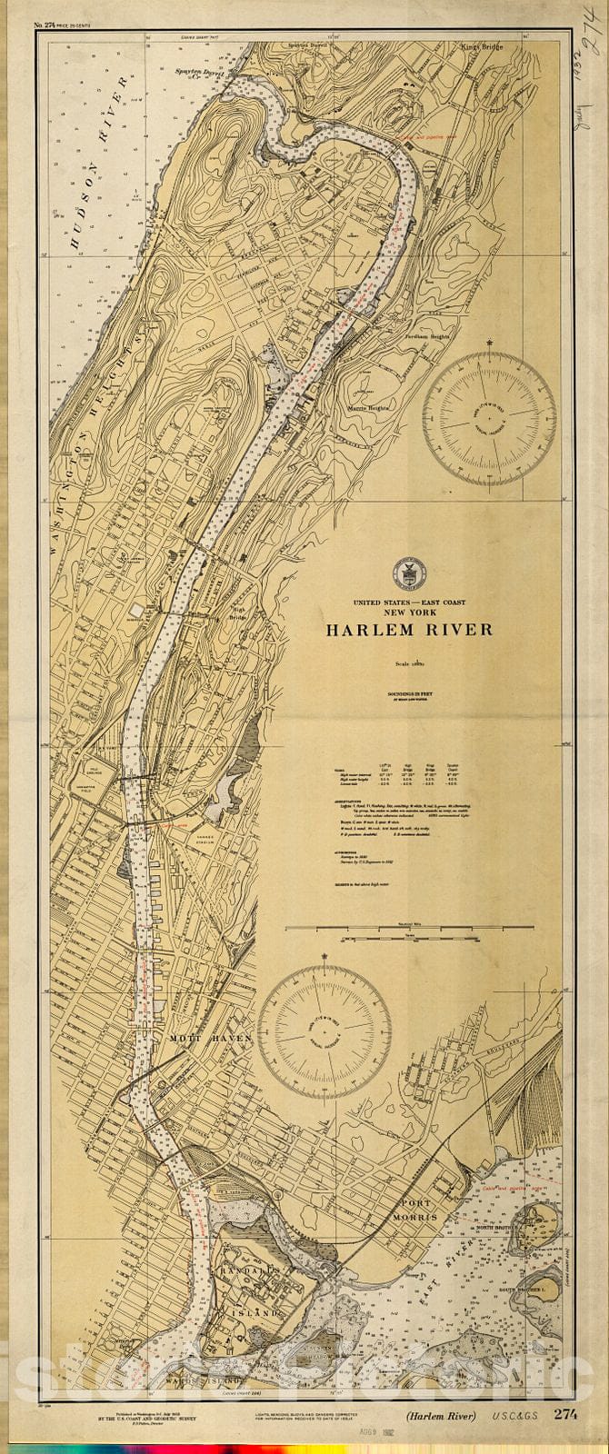 Historic Nautical Map - Harlem River, 1932 NOAA Chart - Vintage Wall Art