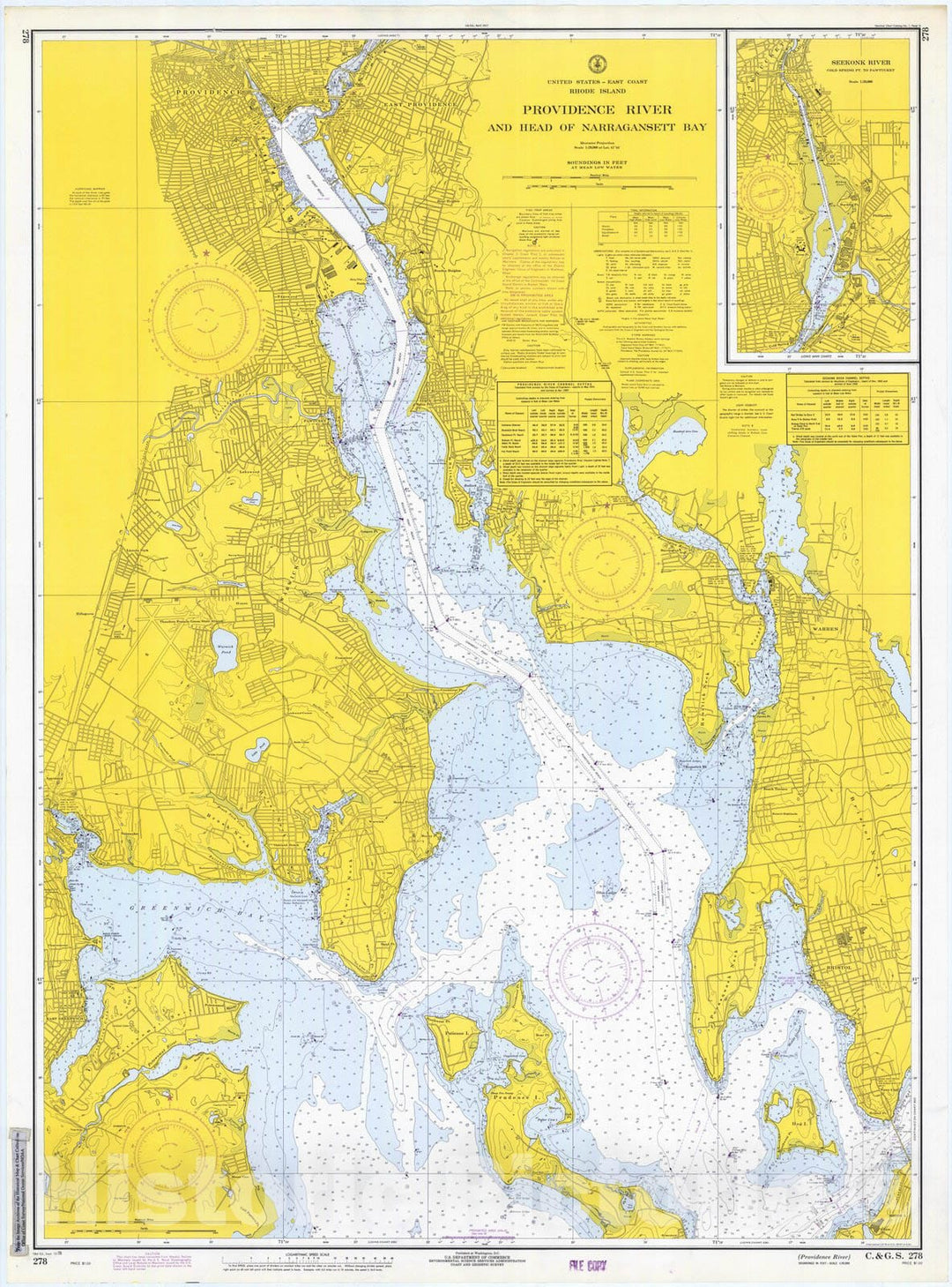 Historic Nautical Map - Providence River, 1970 NOAA Chart - Vintage Wall Art