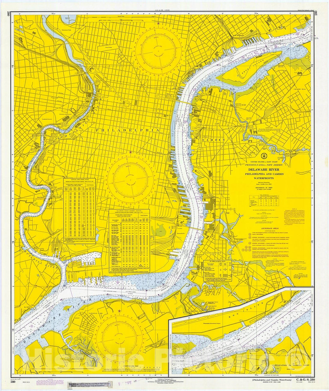 Historic Nautical Map - Philidelphia And Camden Waterfronts, 1971 NOAA Chart - Vintage Wall Art