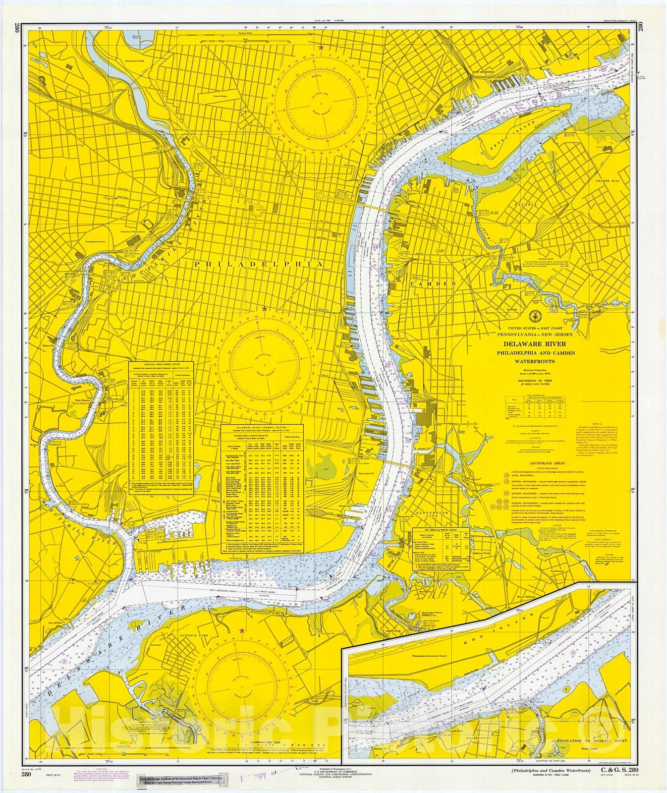 Historic Nautical Map - Philidelphia And Camden Waterfronts, 1971 NOAA Chart - Vintage Wall Art