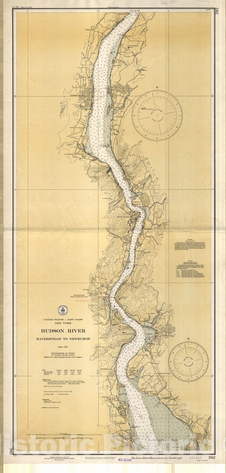 Historic Nautical Map - Hudson River : Haverstraw To Newburgh, 1935 NOAA Chart - Vintage Wall Art