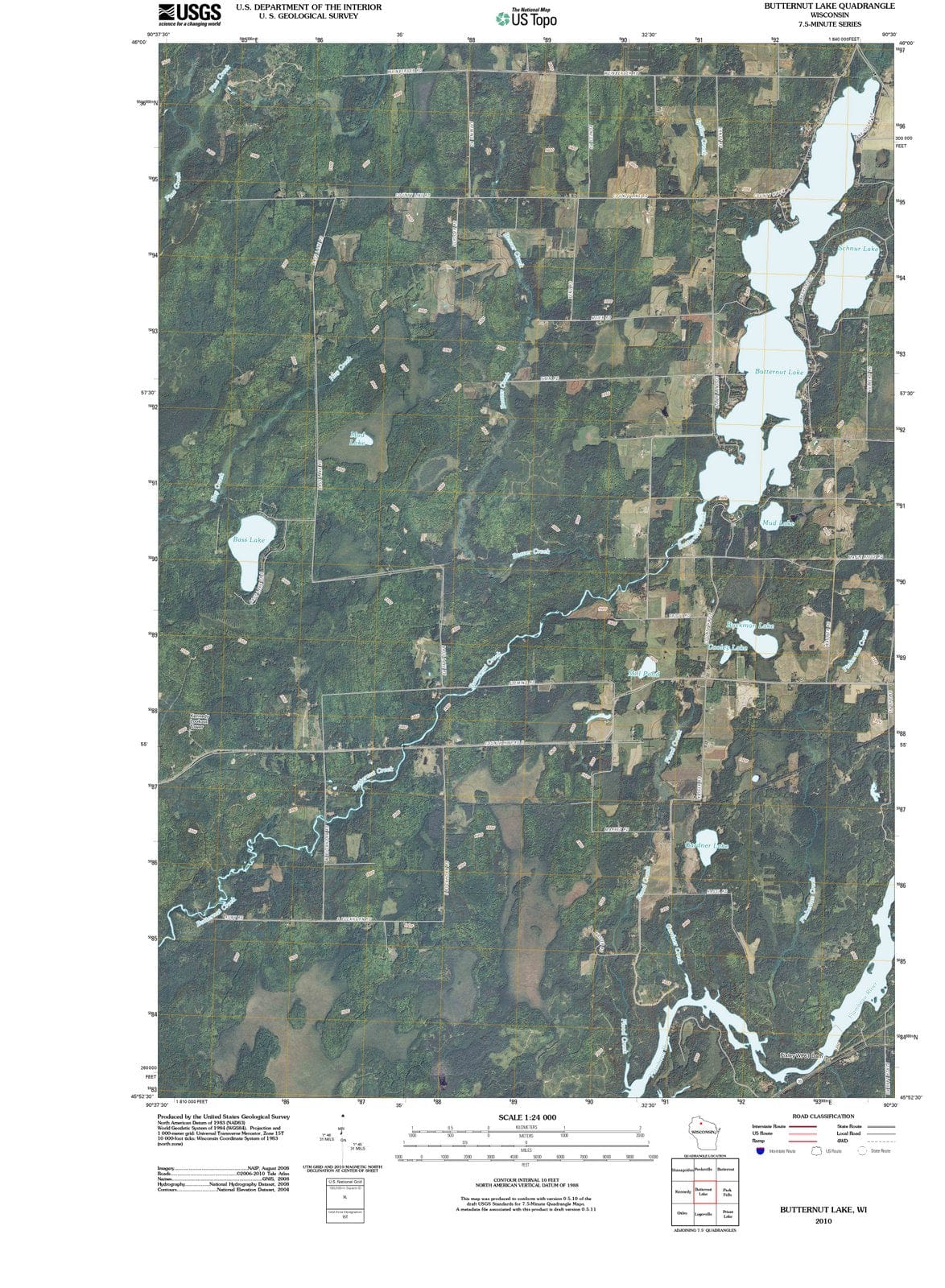 2010 Butternut Lake, WI - Wisconsin - USGS Topographic Map