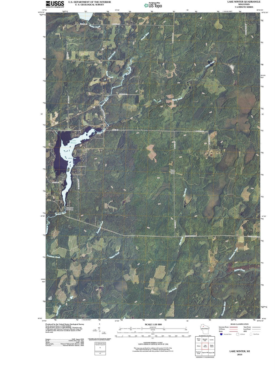 2010 Lake Winter, WI - Wisconsin - USGS Topographic Map