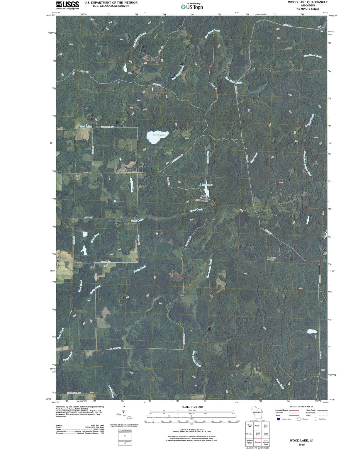 2010 Wood Lake, WI - Wisconsin - USGS Topographic Map