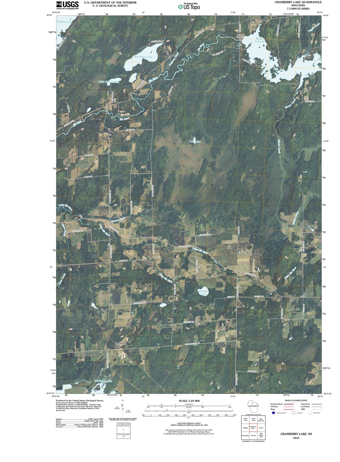 2010 Cranberry Lake, WI - Wisconsin - USGS Topographic Map