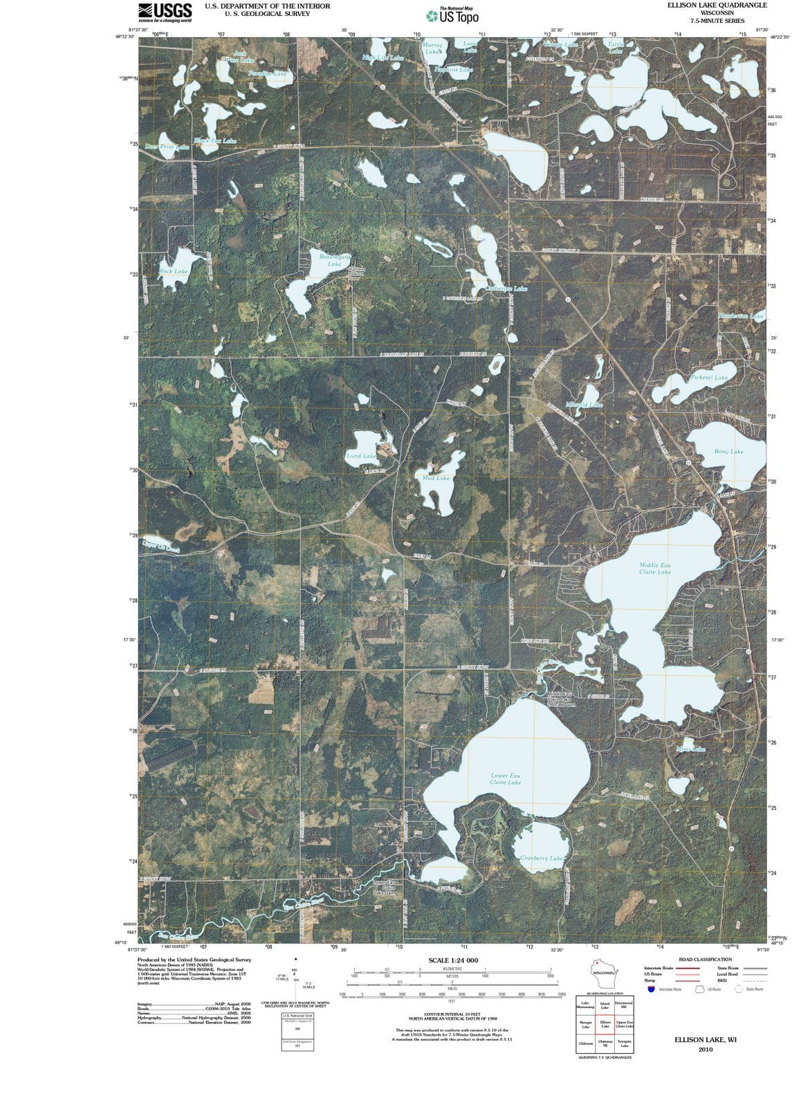 2010 Ellison Lake, WI - Wisconsin - USGS Topographic Map