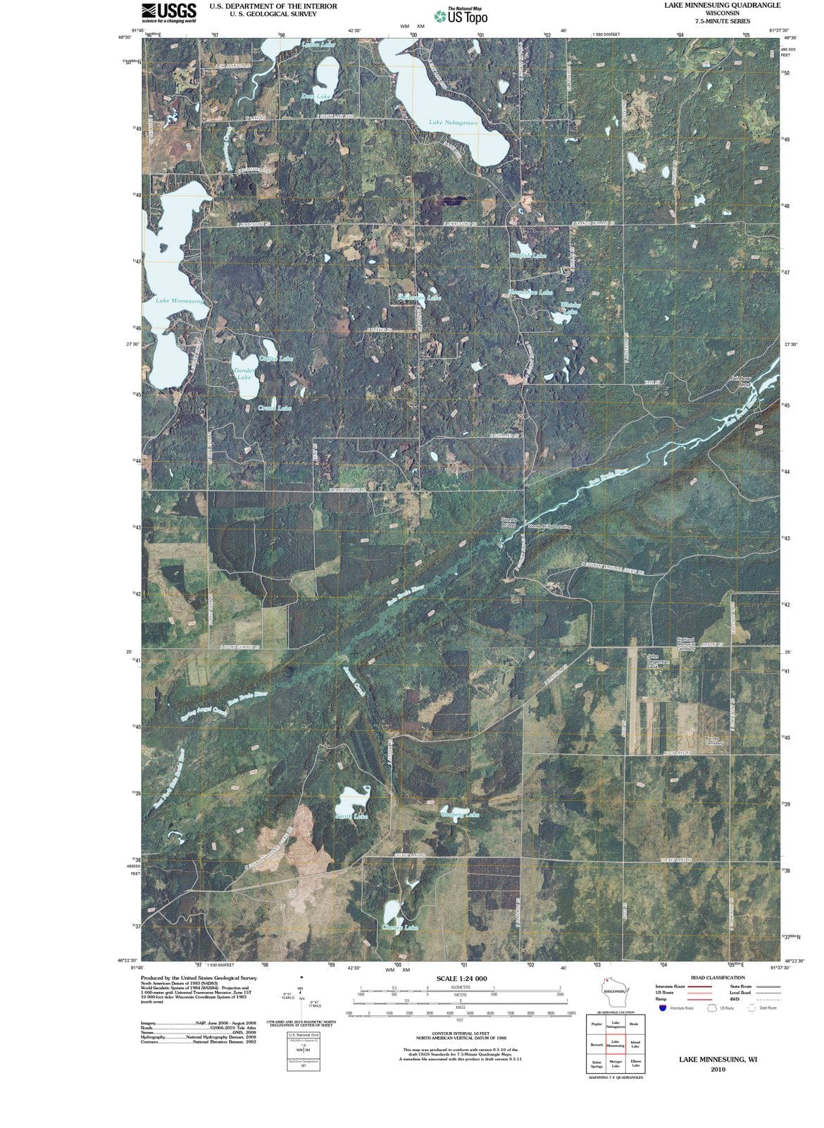 2010 Lake Minnesuing, WI - Wisconsin - USGS Topographic Map