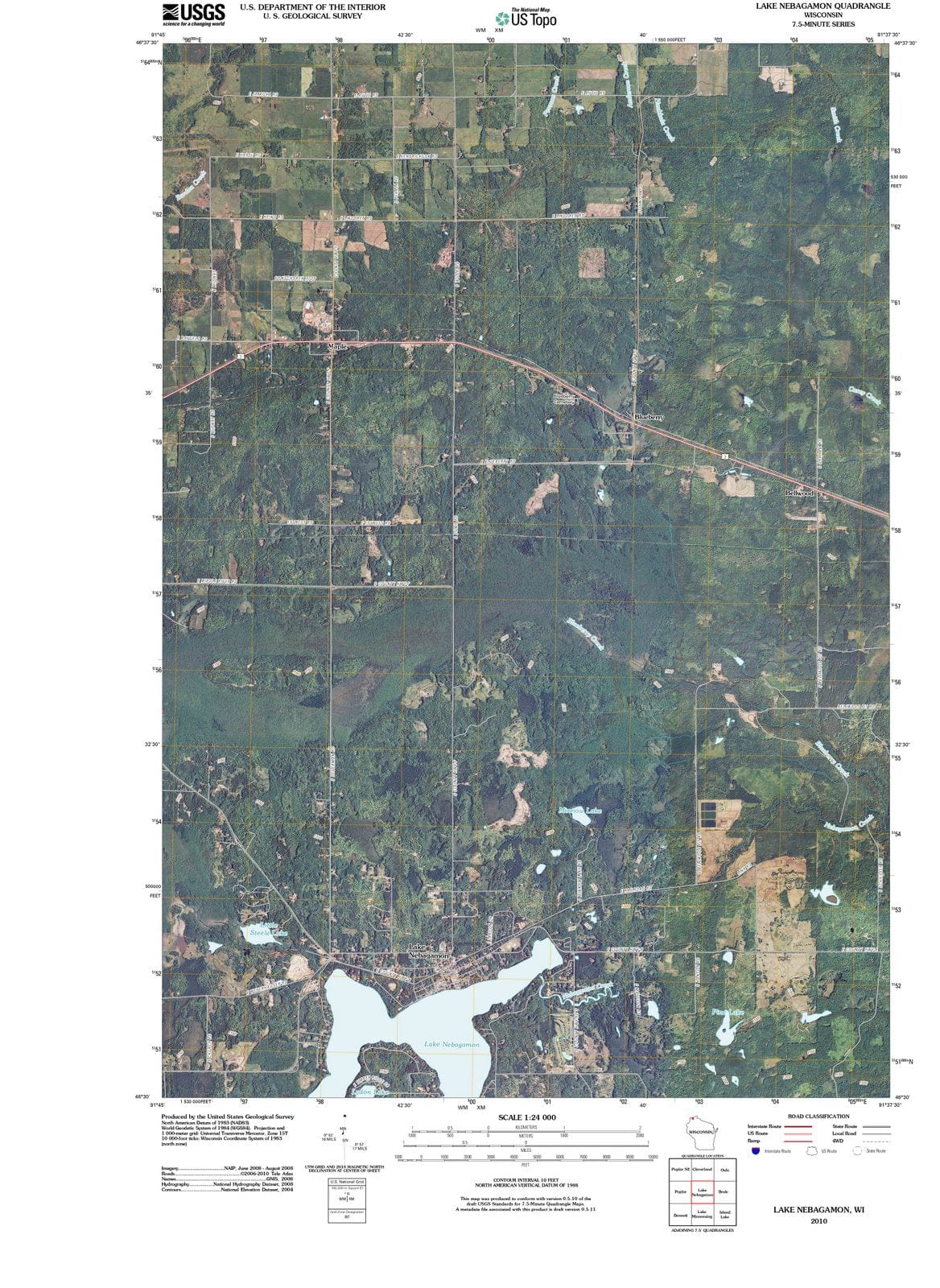 2010 Lakebagamon, WI - Wisconsin - USGS Topographic Map