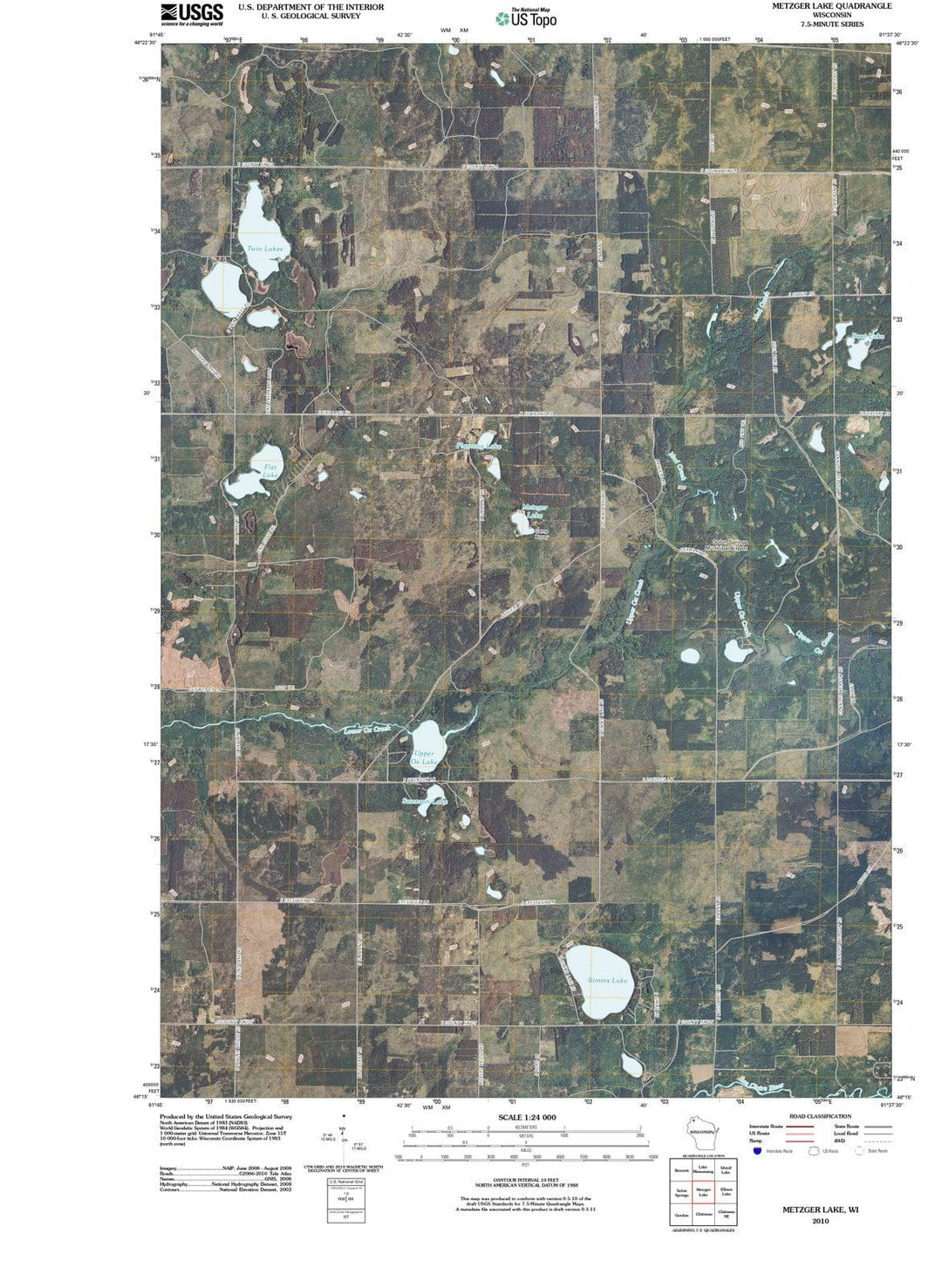 2010 Metzger Lake, WI - Wisconsin - USGS Topographic Map