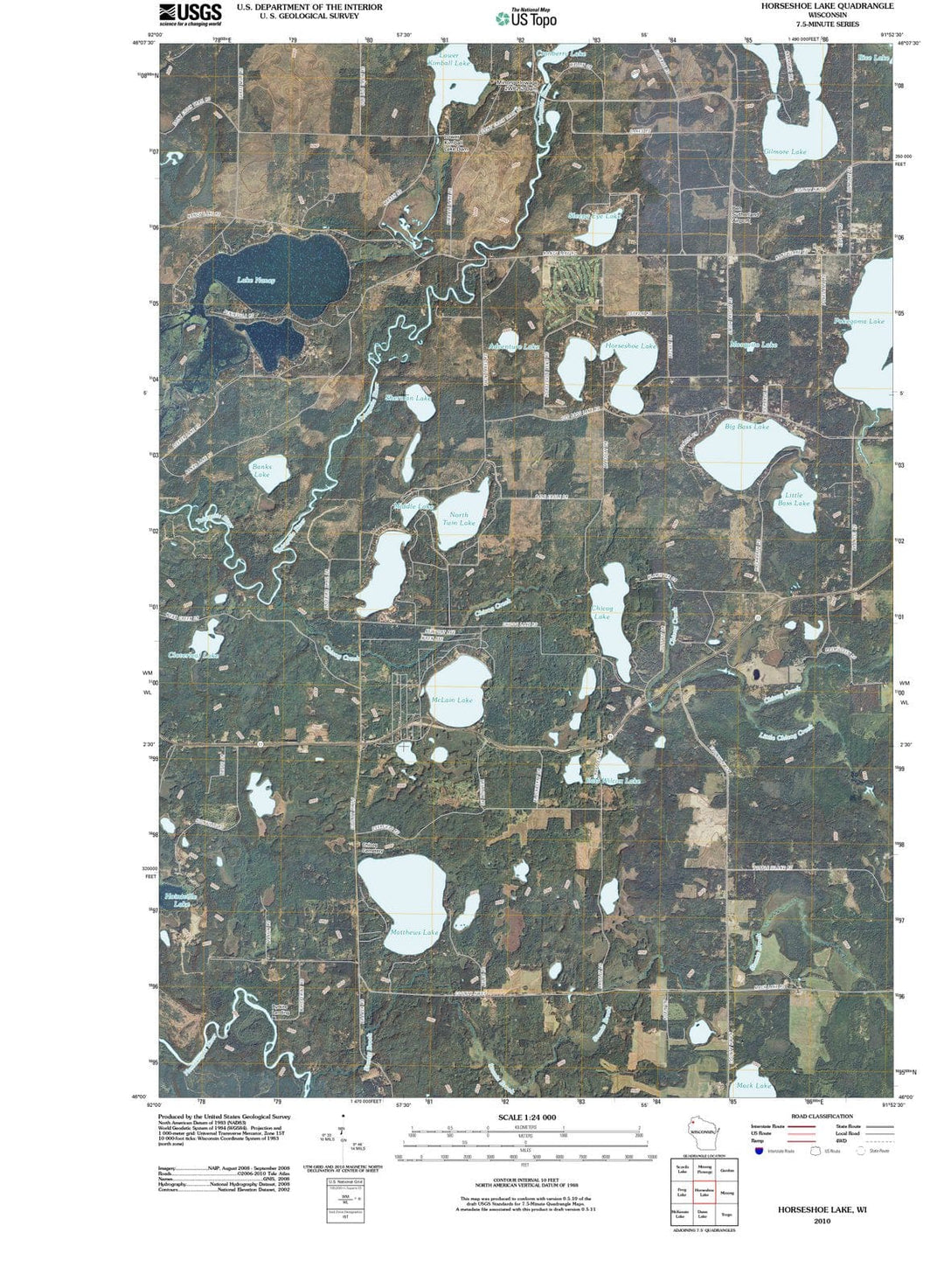 2010 Horseshoe Lake, WI - Wisconsin - USGS Topographic Map