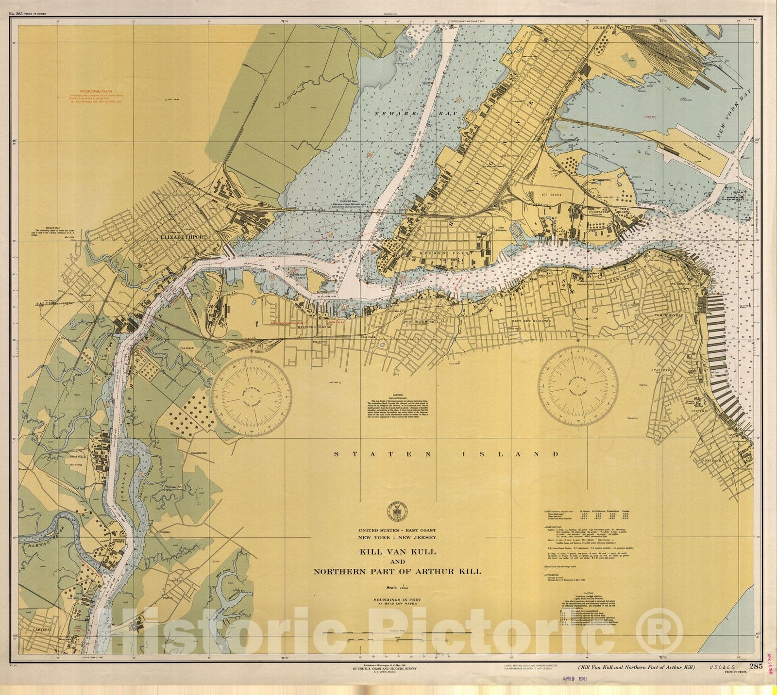 Historic Nautical Map - Kill Van Kull And Northern Part Of Arthur Kill, 1941 NOAA Chart - Vintage Wall Art