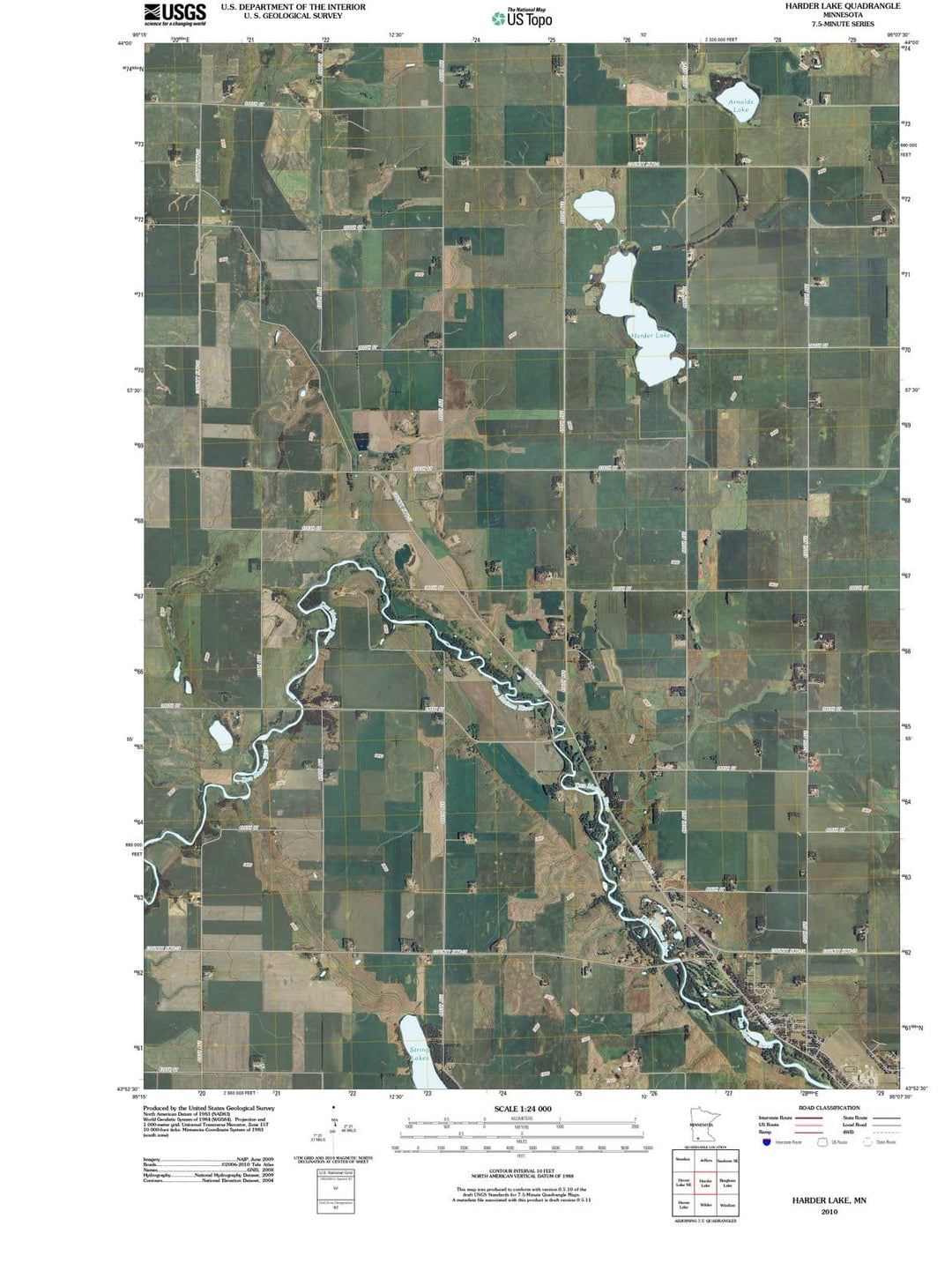 2010 Harder Lake, MN - Minnesota - USGS Topographic Map