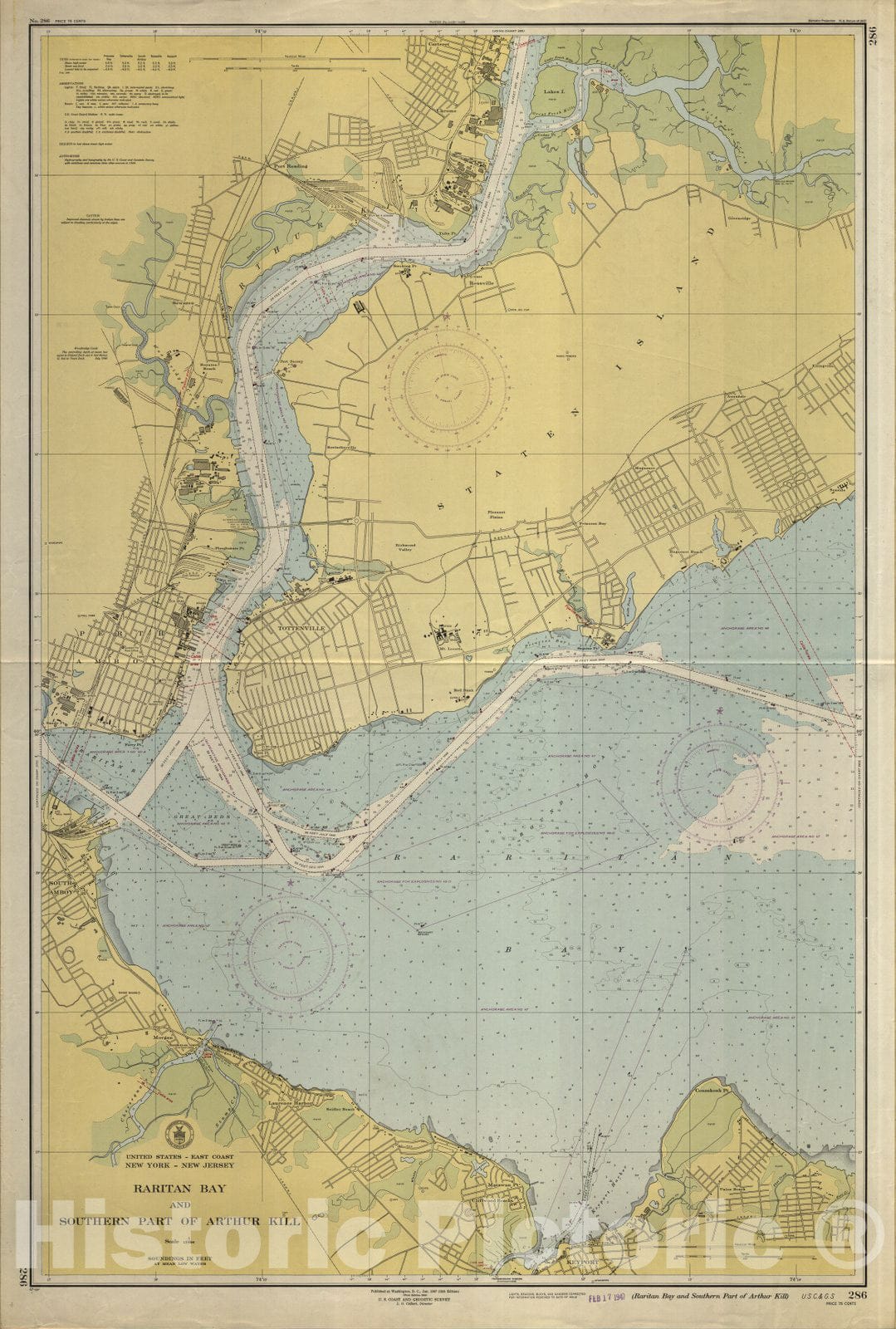 Historic Nautical Map - Raritan Bay And Southern Part Of Arthur Kill, 1947 NOAA Chart - Vintage Wall Art