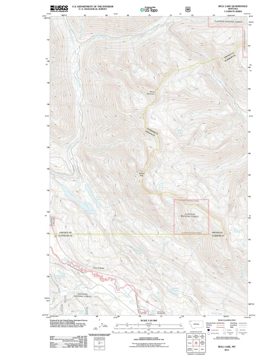 2011 Bull Lake, MT - Montana - USGS Topographic Map