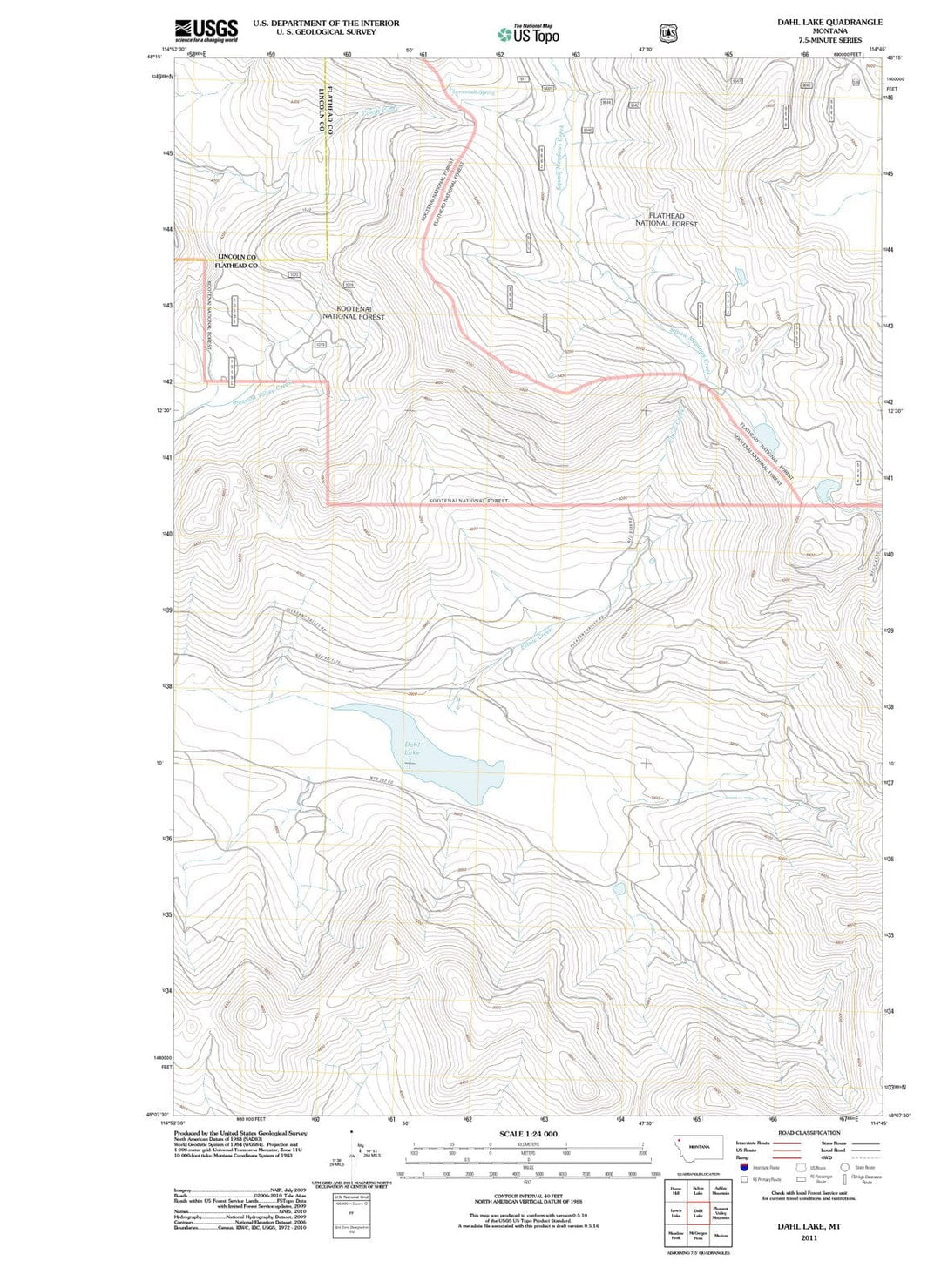 2011 Dahl Lake, MT - Montana - USGS Topographic Map