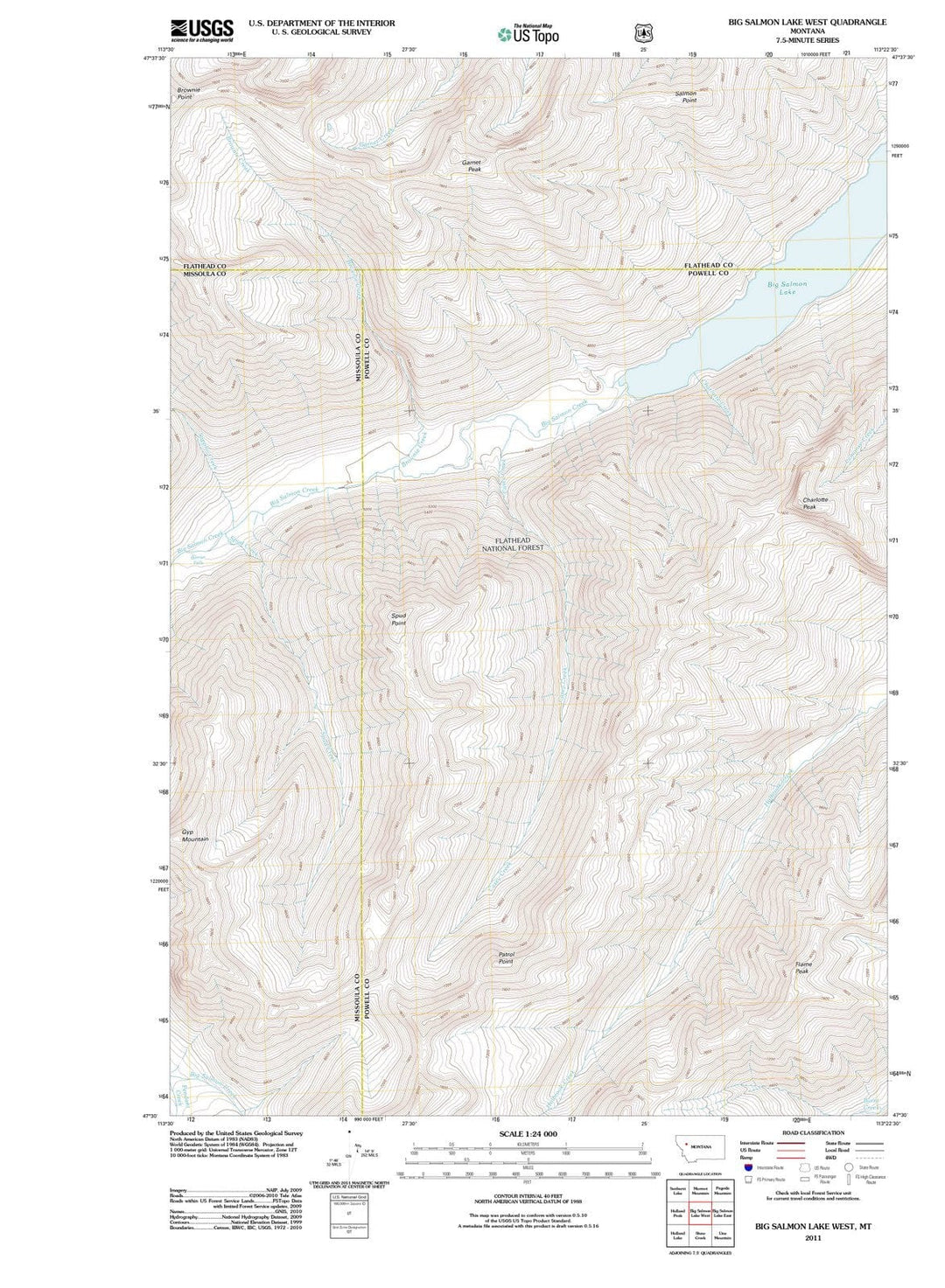 2011 Big Salmon Lake West, MT - Montana - USGS Topographic Map