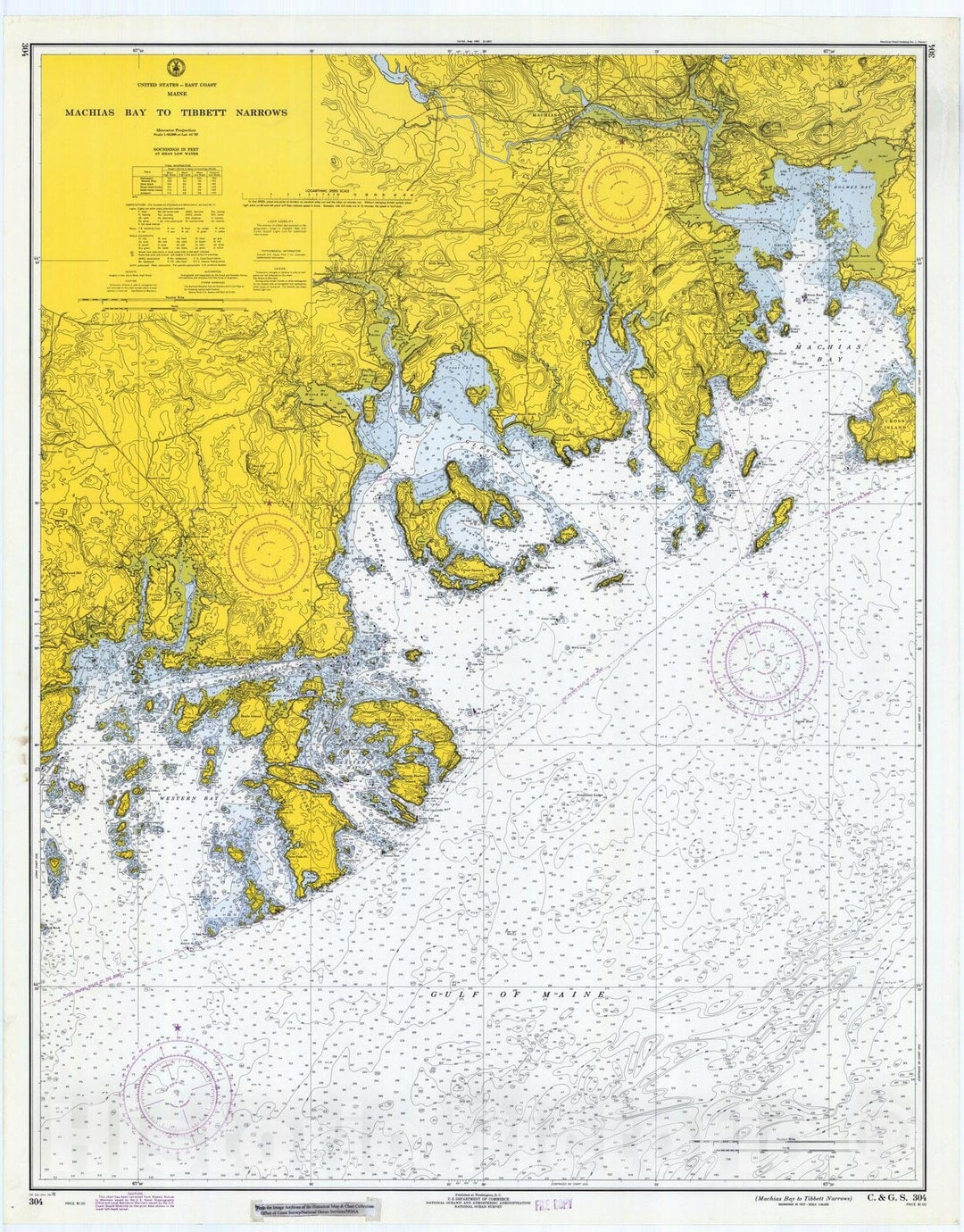 Historic Nautical Map - Machias Bay To Tibbett Narrows, 1970 NOAA Chart - Vintage Wall Art