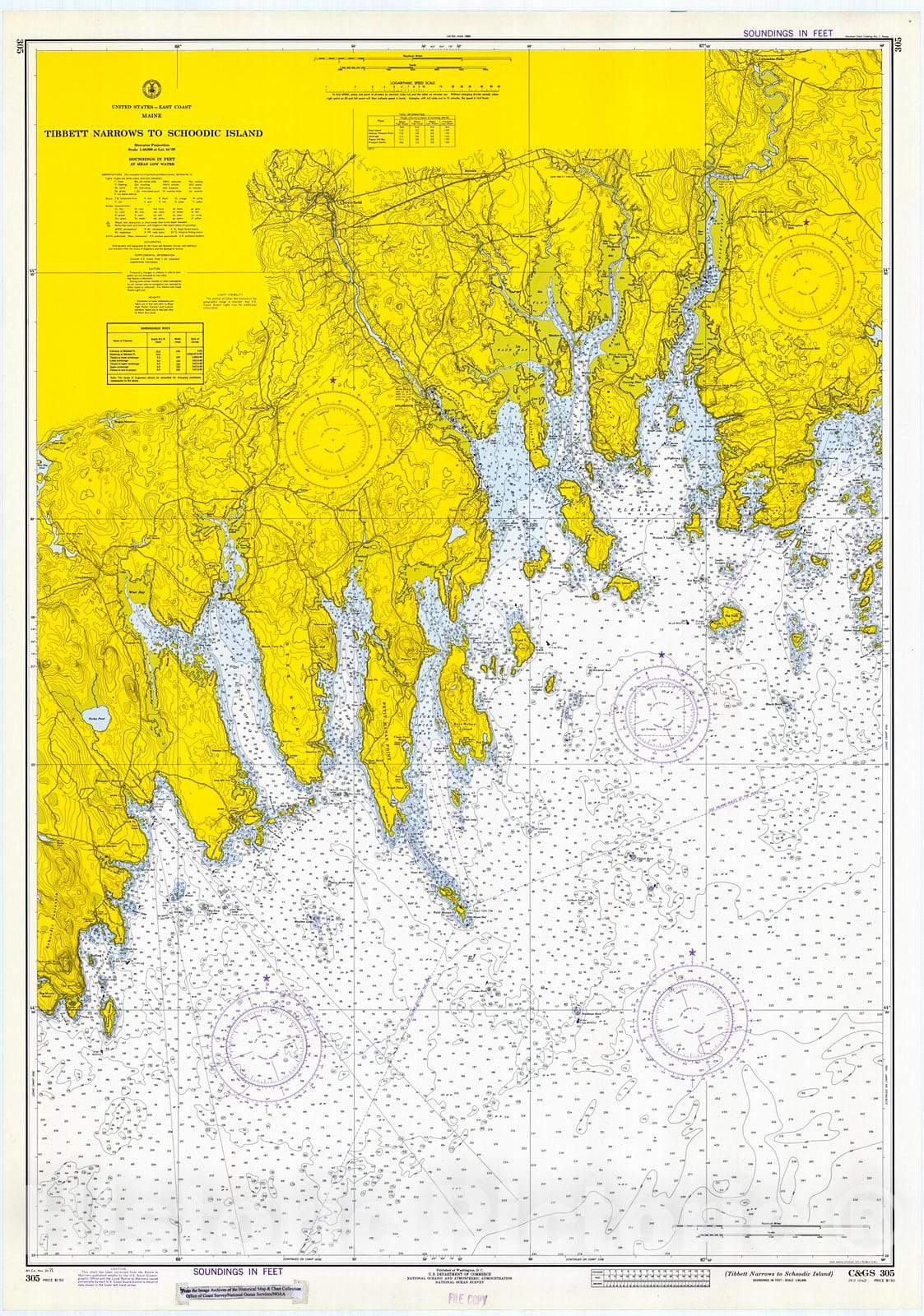 Historic Nautical Map - Tibbett Narrows To Schoodic Island, 1971 NOAA Chart - Vintage Wall Art