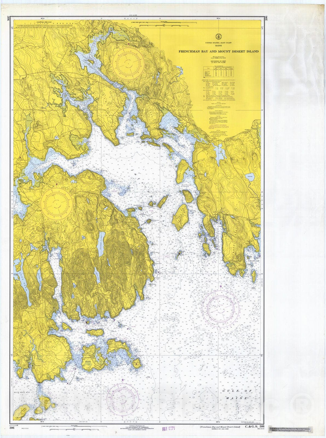 Historic Nautical Map - Frenchman Bay And Mount Desert Island, 1968 NOAA Chart - Vintage Wall Art