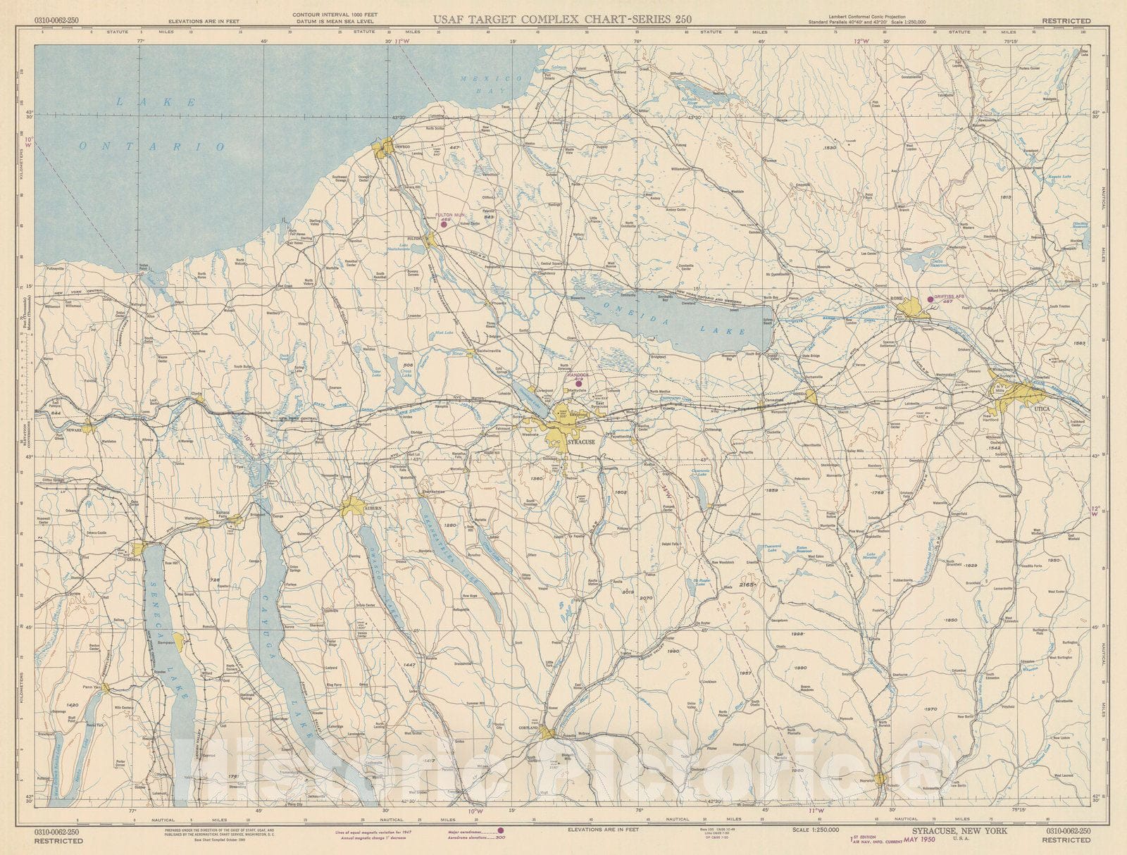 Historic Nautical Map - Syracuse, 1950 AeroNOAA Chart - Vintage Wall Art