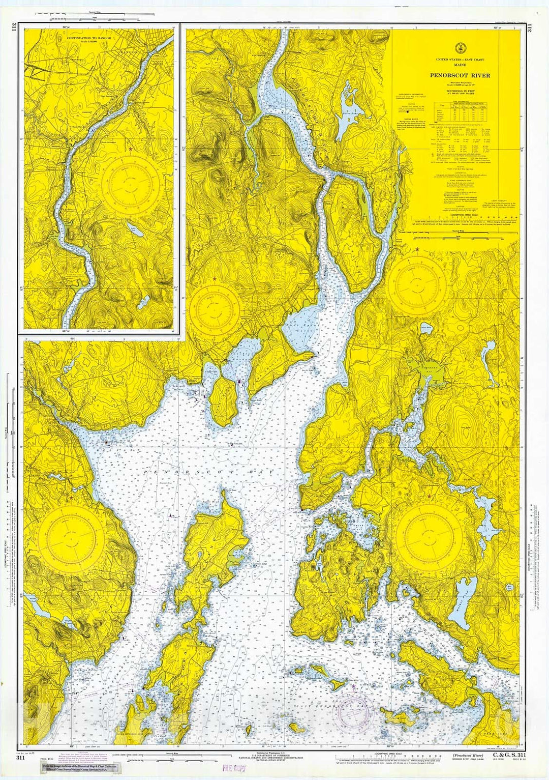 Historic Nautical Map - Penobscot River, 1971 NOAA Chart - Vintage Wall Art