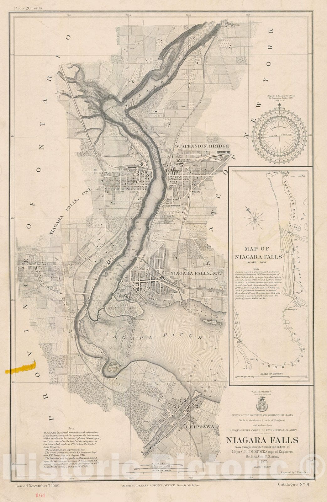 Historic Nautical Map - Niagara Falls, 1909 NOAA Chart - Vintage Wall Art