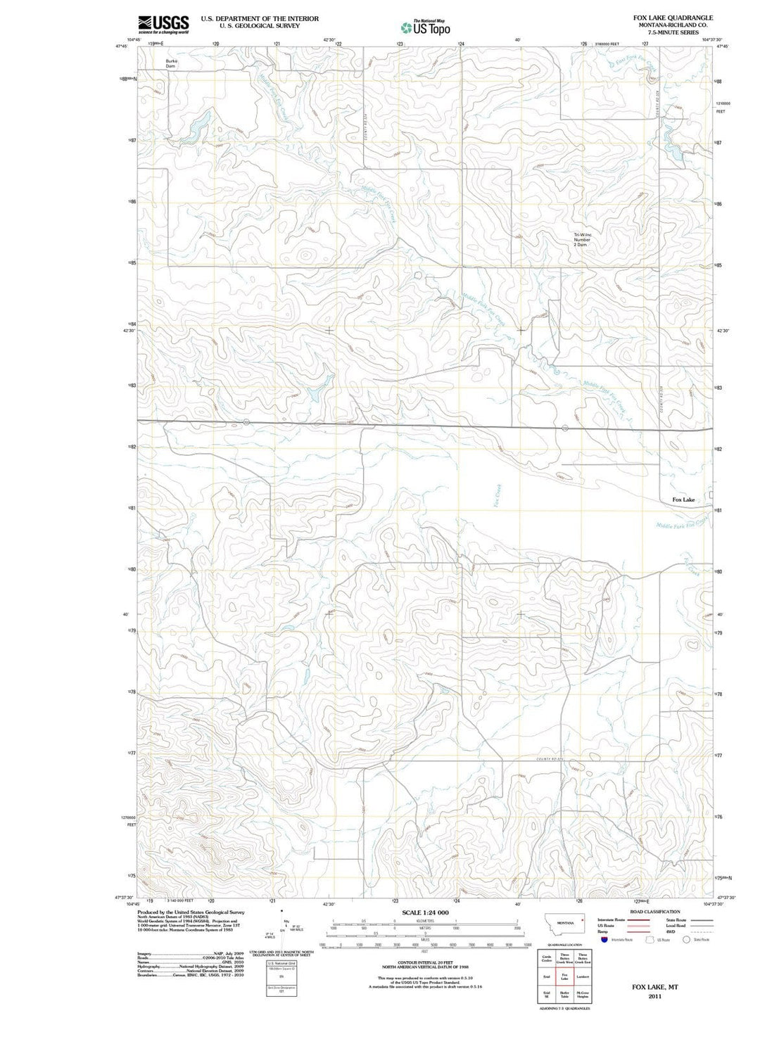 2011 Fox Lake, MT - Montana - USGS Topographic Map