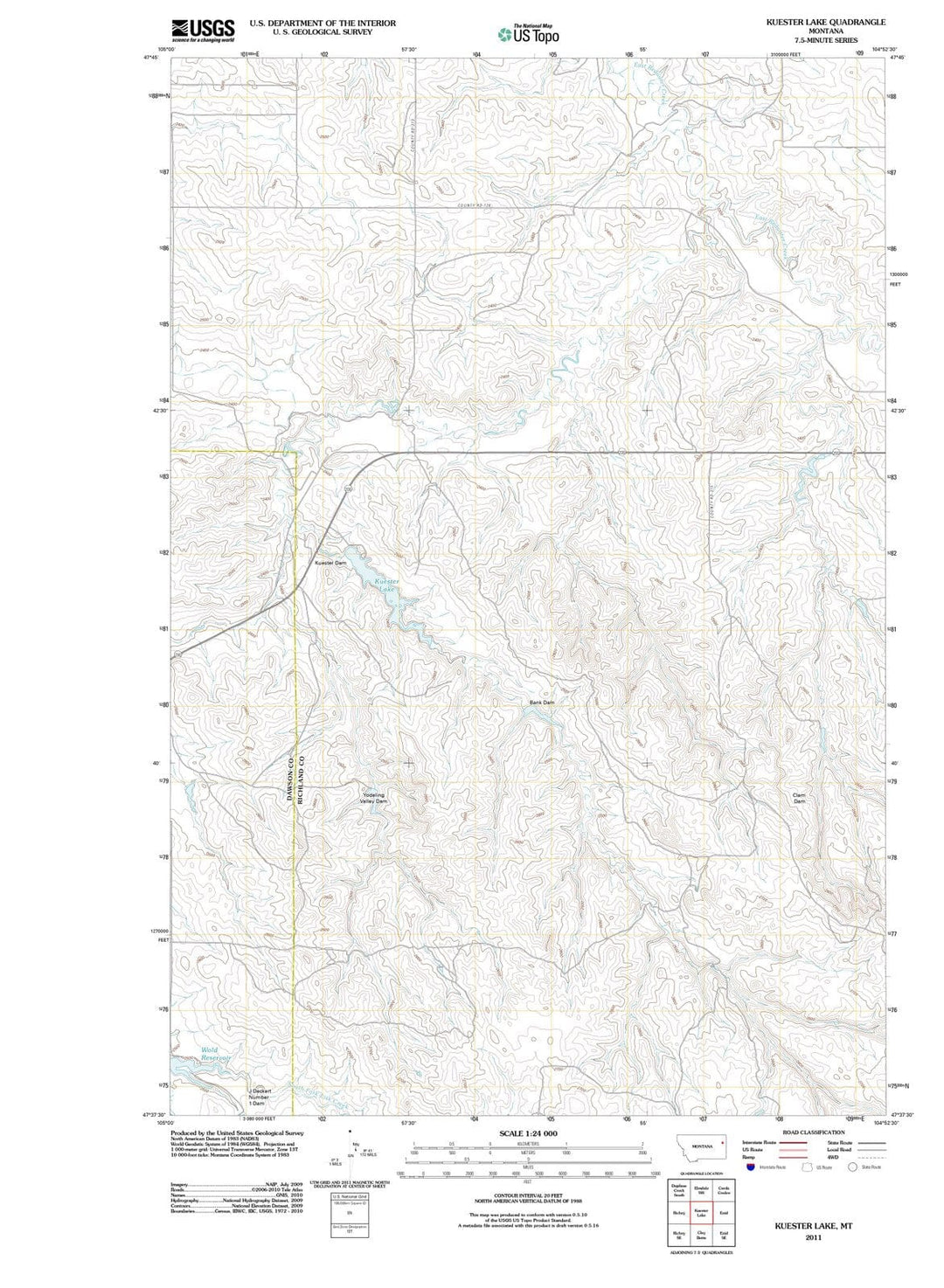 2011 Kuester Lake, MT - Montana - USGS Topographic Map