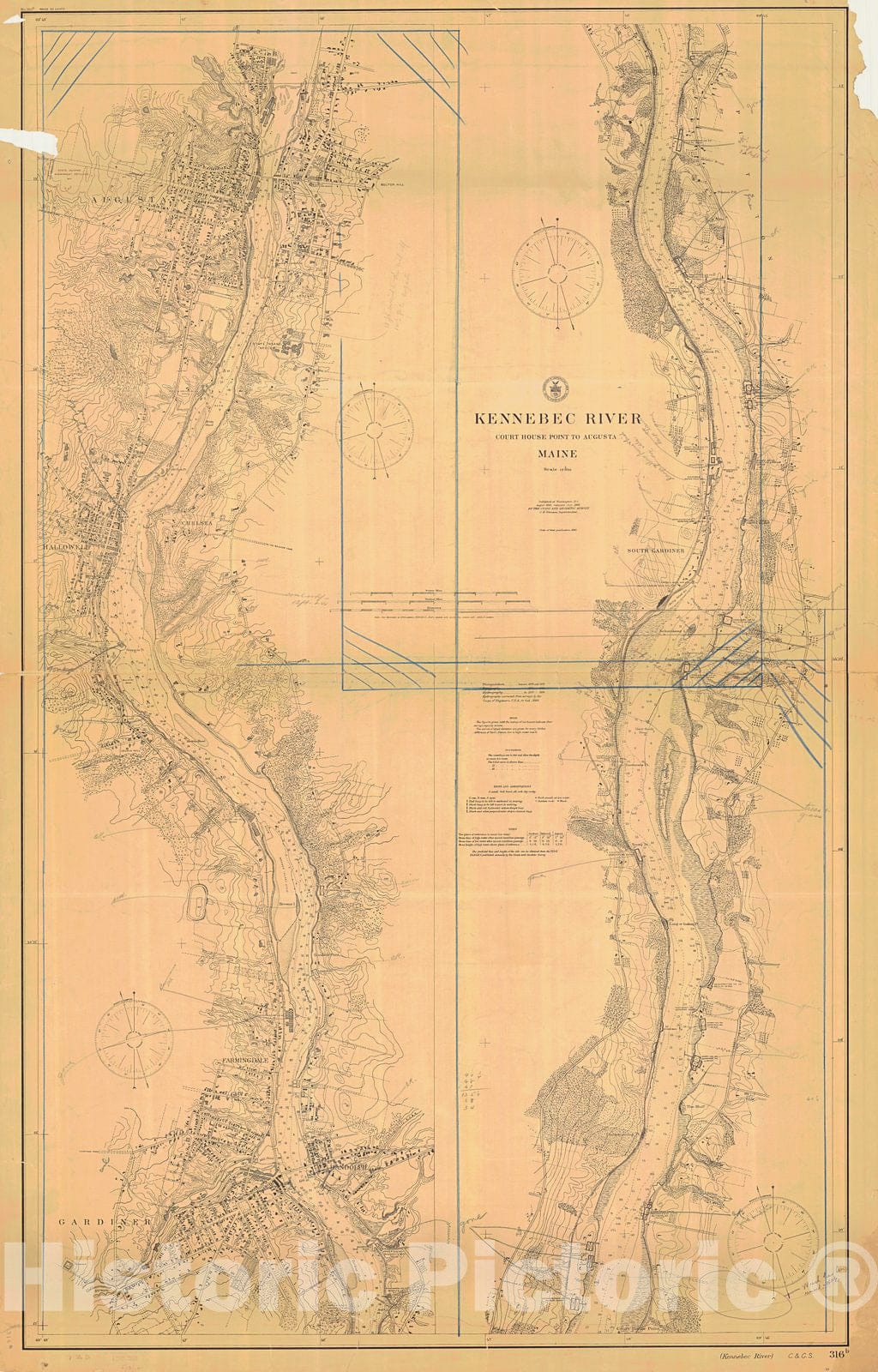 Historic Nautical Map - Kennebec River, 1898 NOAA Chart - Vintage Wall Art