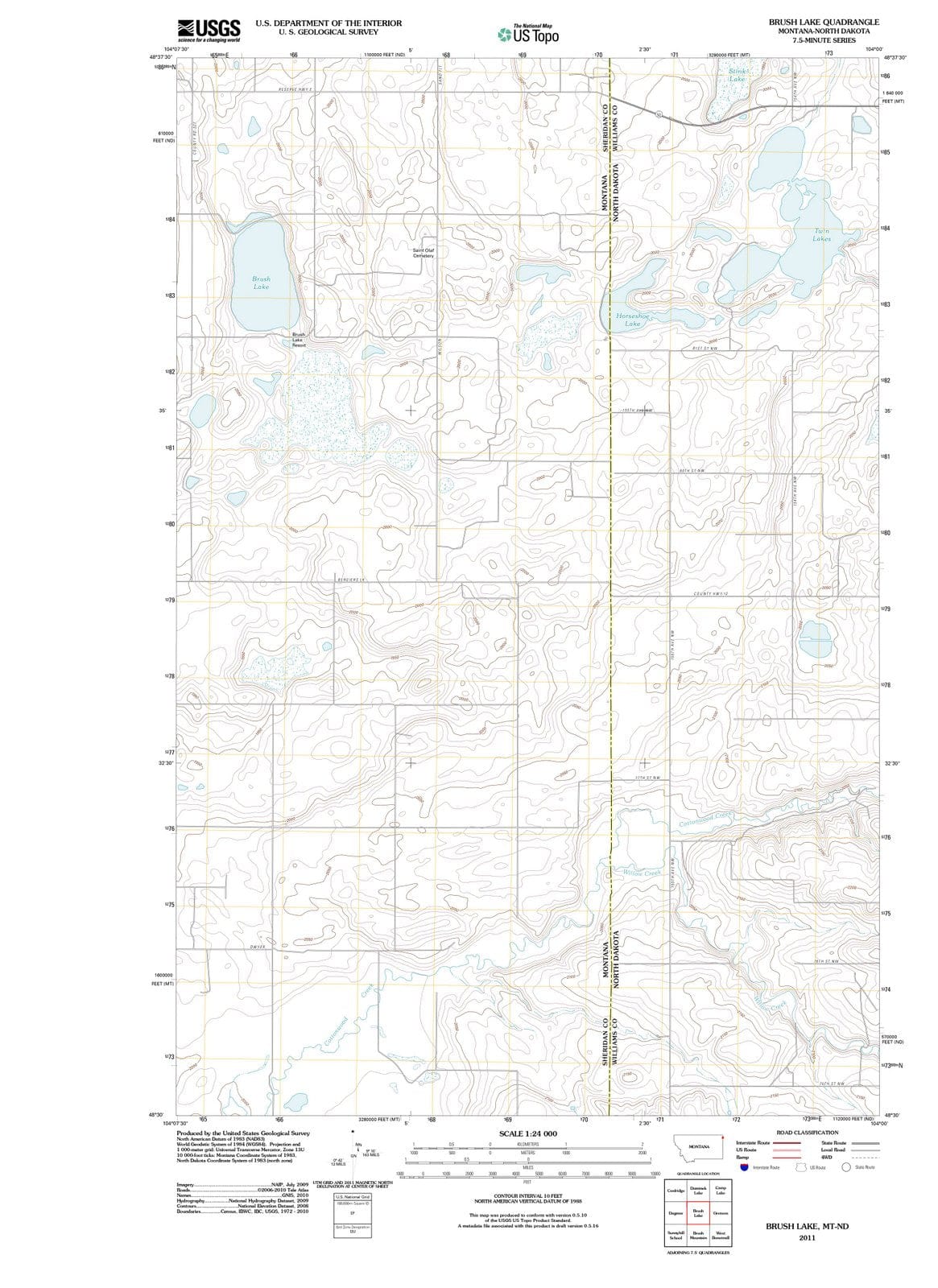 2011 Brush Lake, MT - Montana - USGS Topographic Map