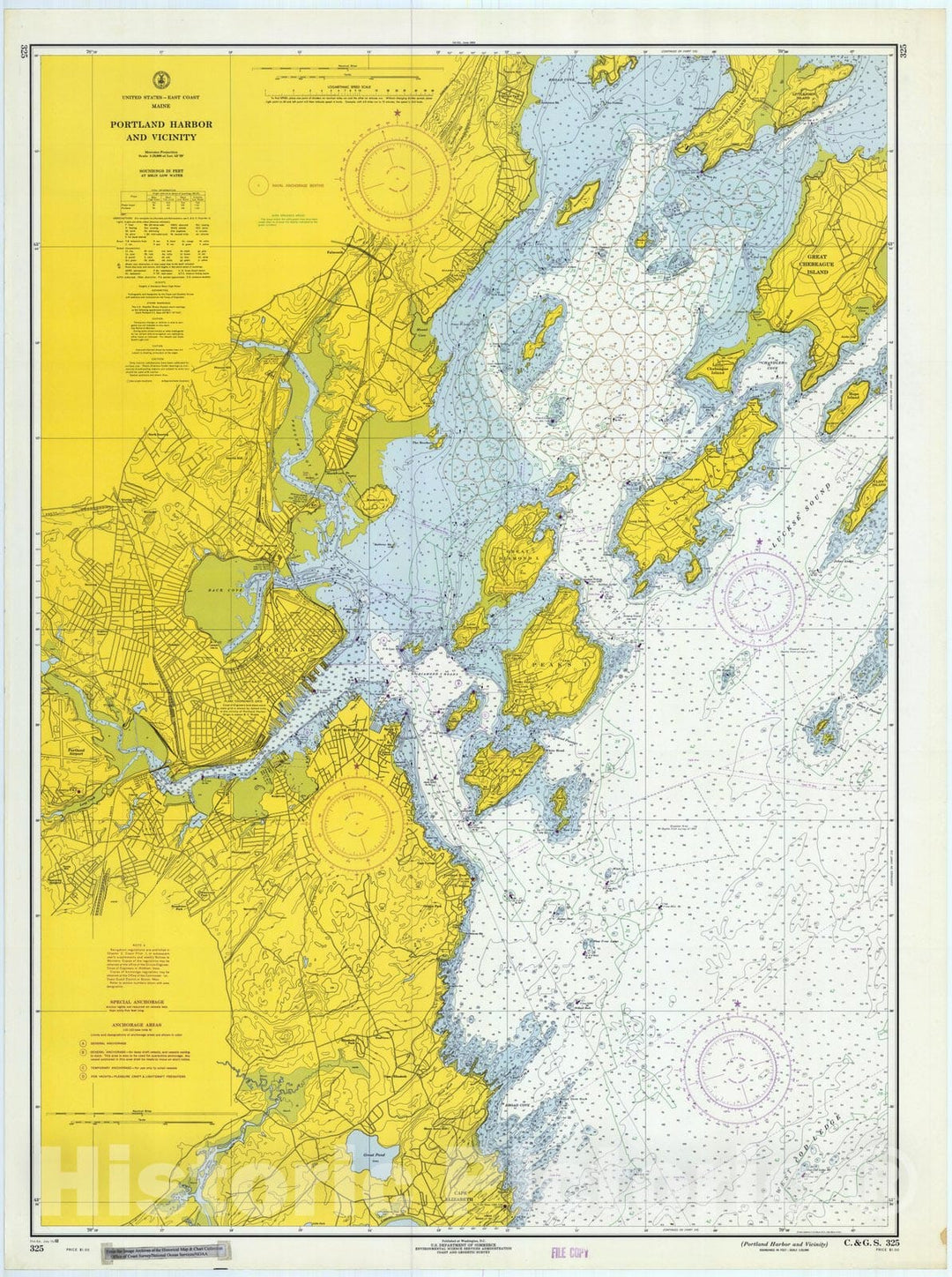 Historic Nautical Map - Portland Harbor And Vicinity, 1968 NOAA Chart - Vintage Wall Art