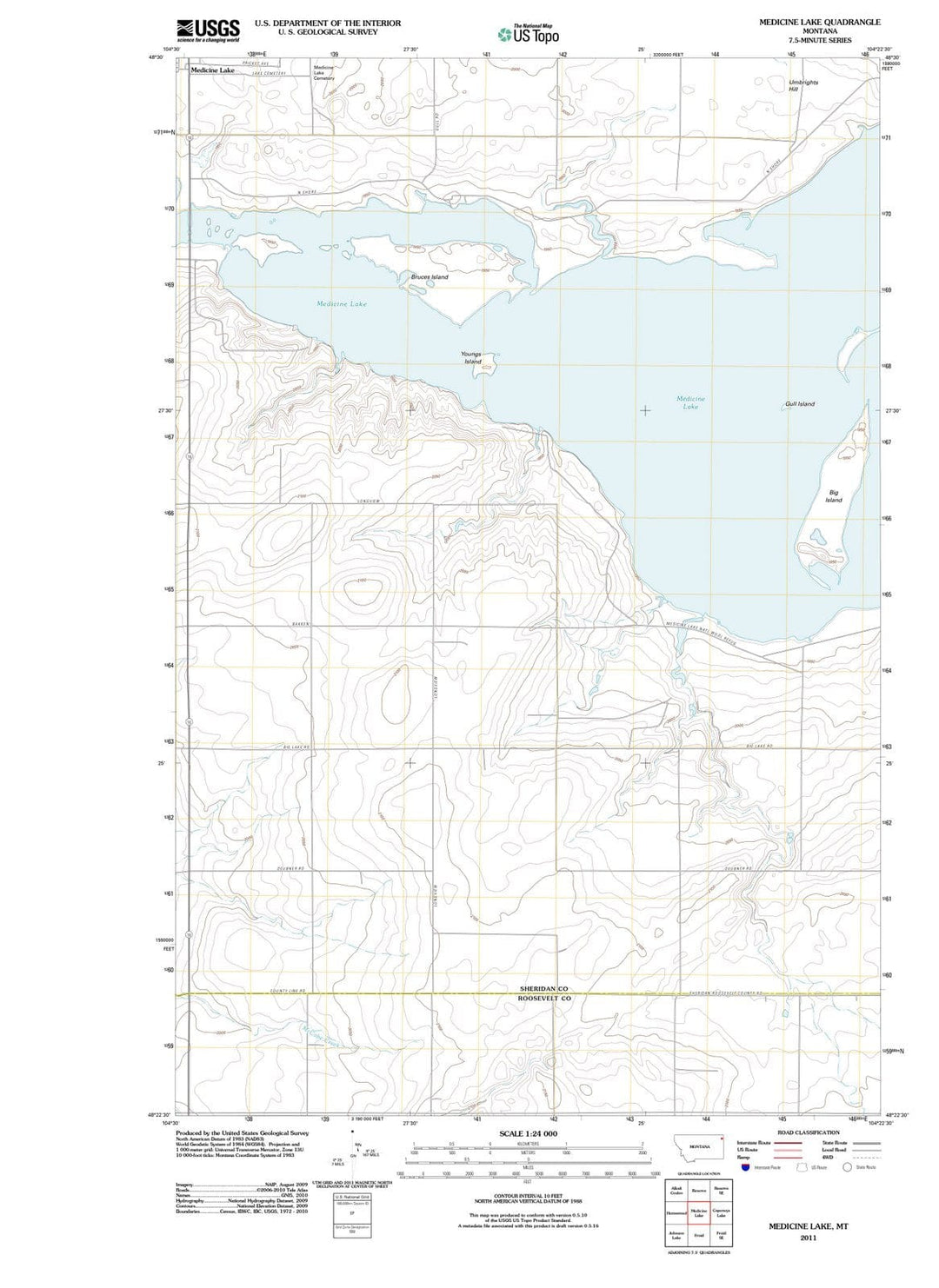 2011 Medicine Lake, MT - Montana - USGS Topographic Map